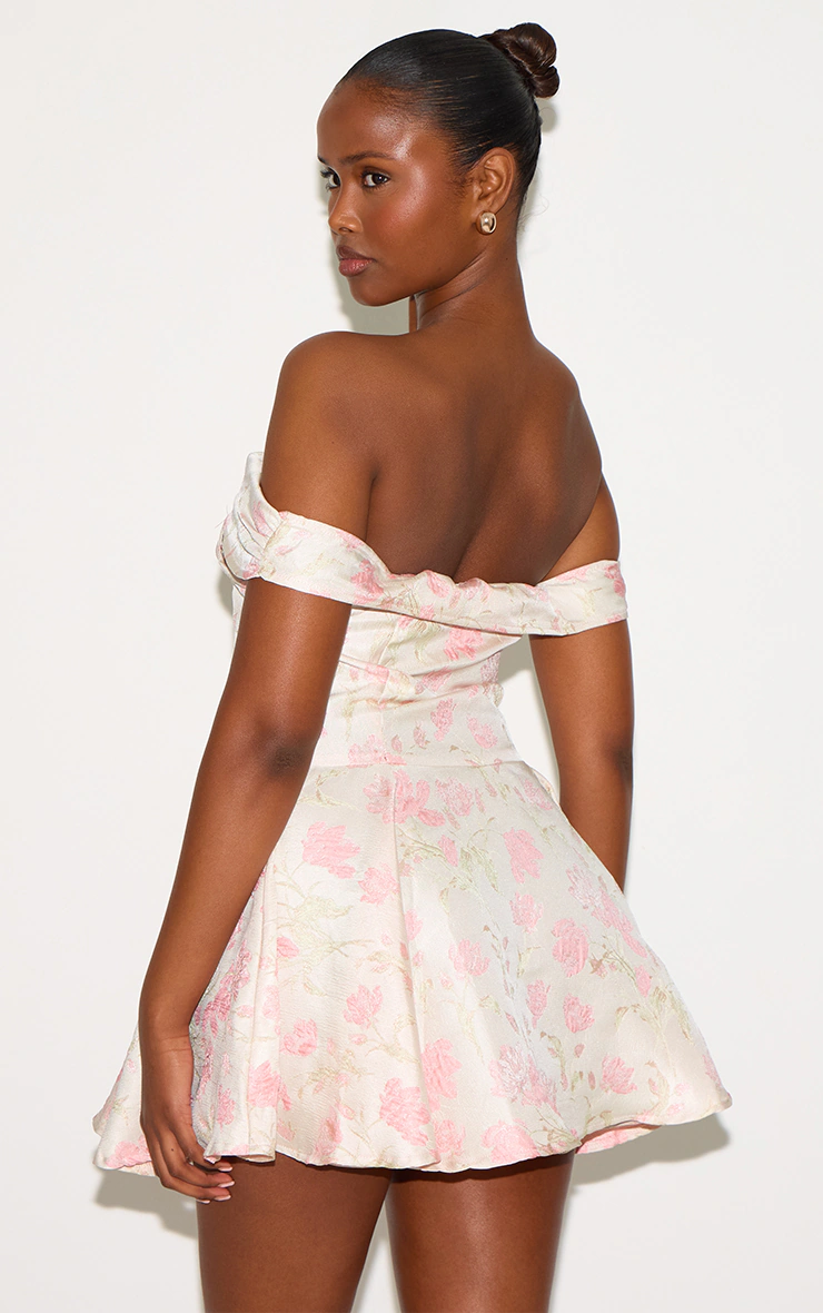 Pink Bardot Jacquard Shift Dress