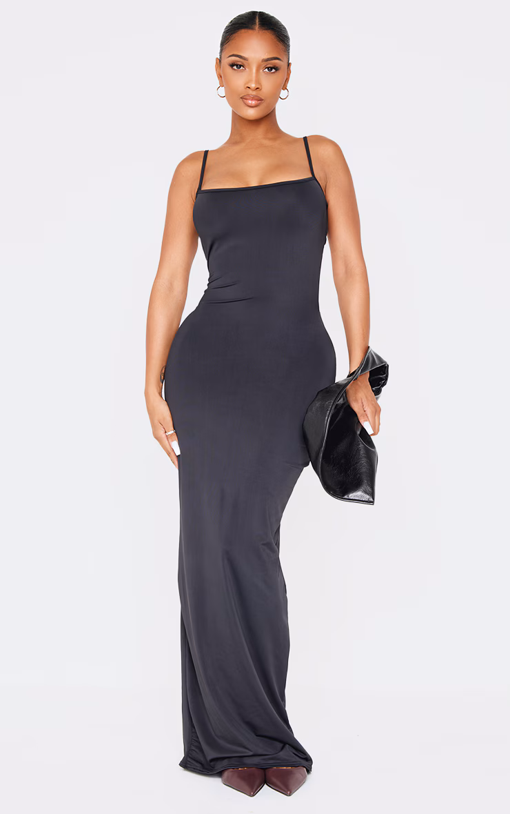 Shape Black Sculpt Strappy Back Detail Maxi Dress