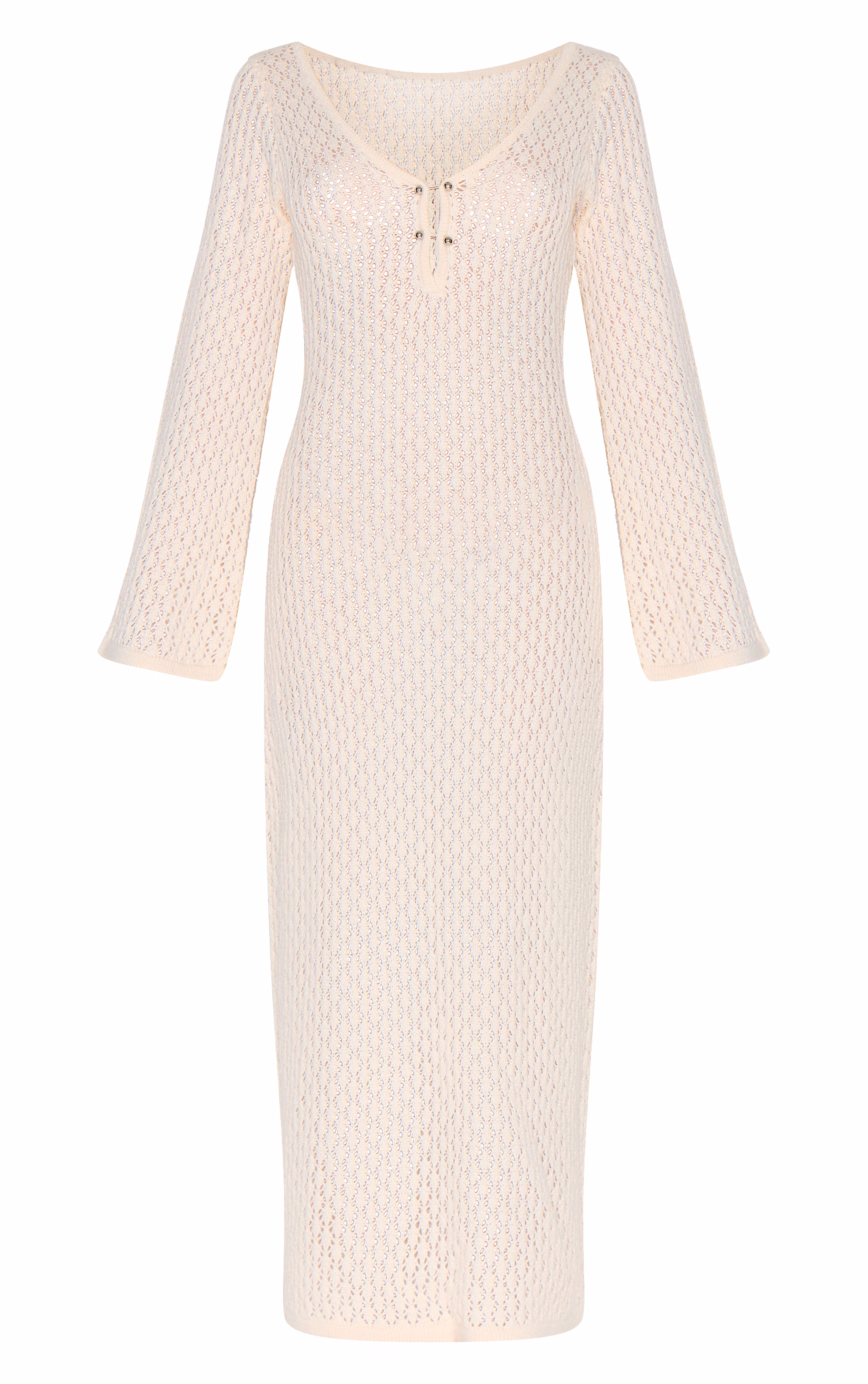 Petite Cream Knit V Neck Maxi Dress