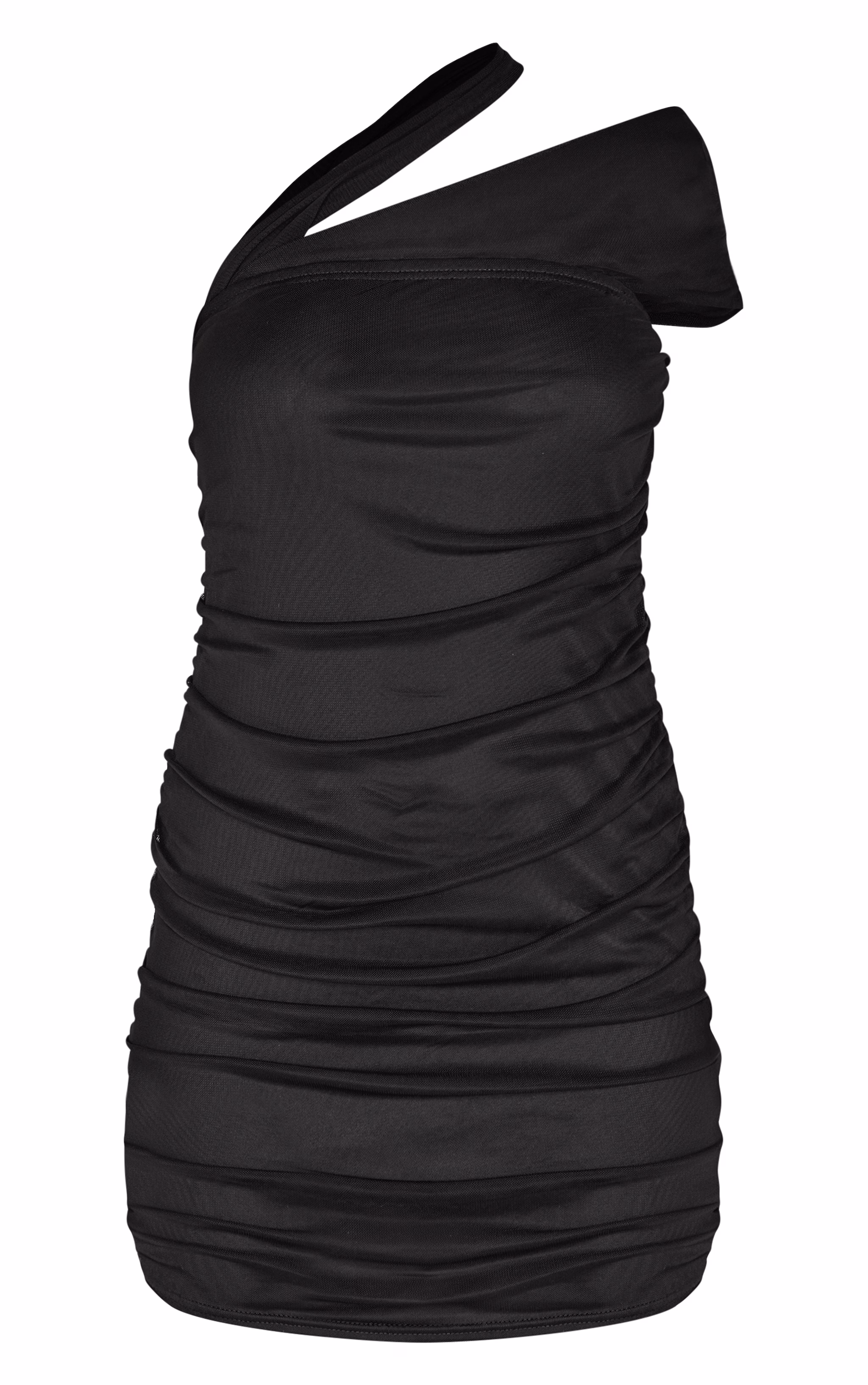 Black Mesh Neck Detail Mini Dress