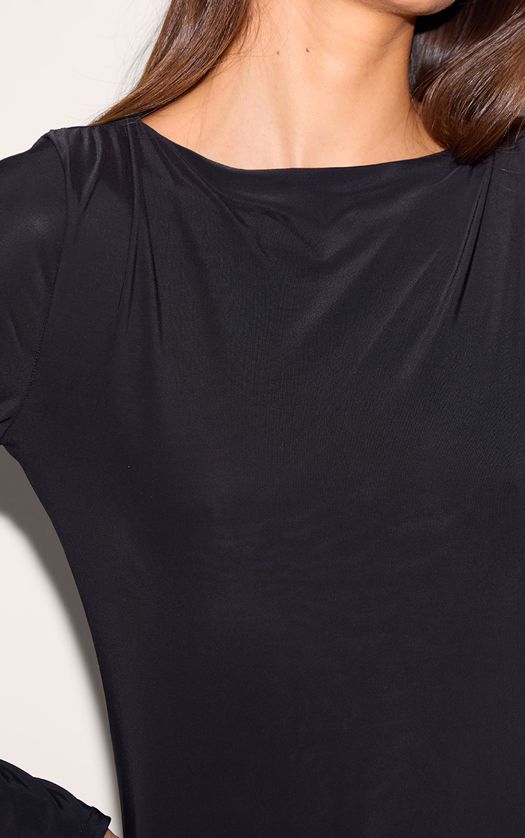 Black Slinky Long Sleeve Mini Dress