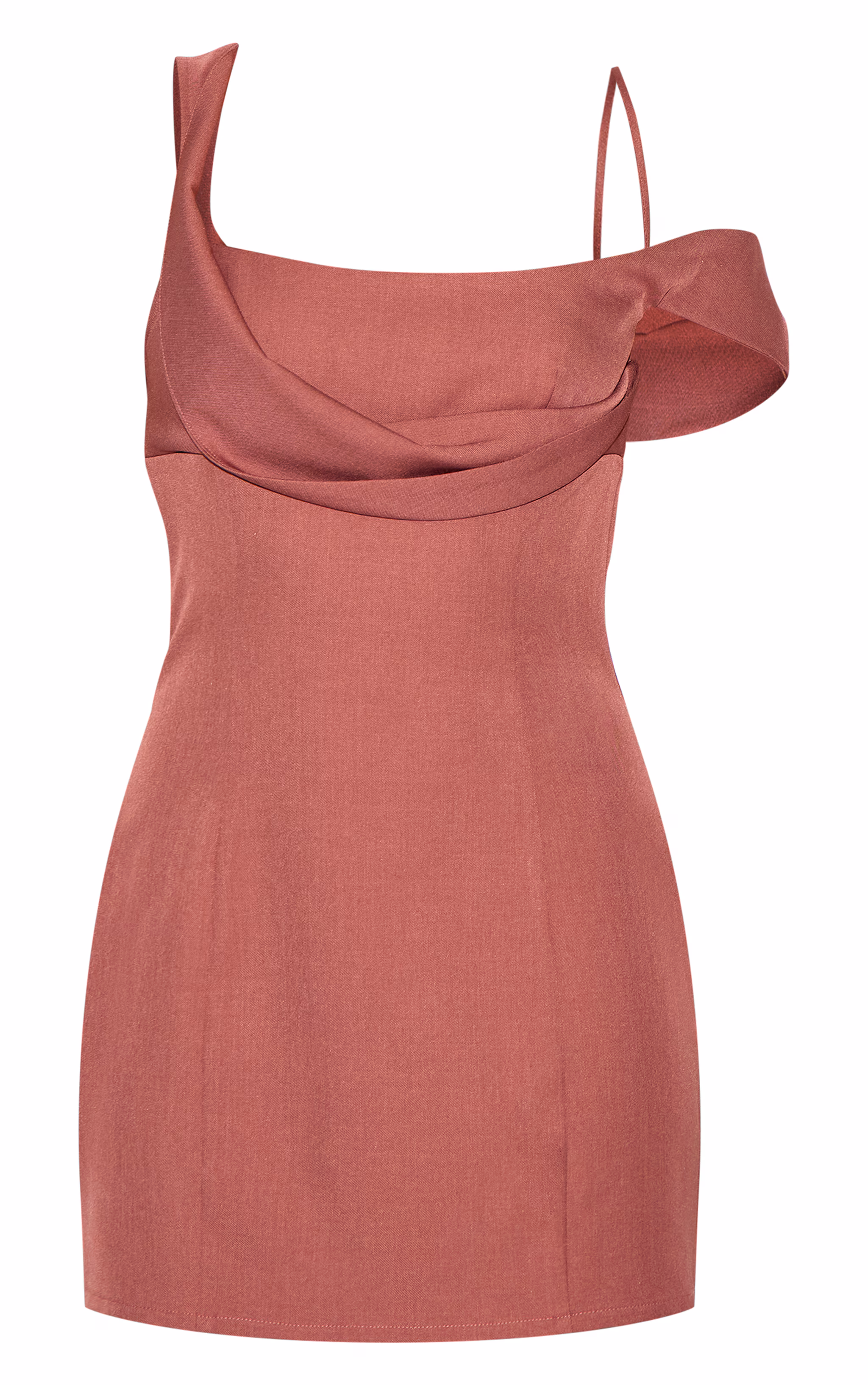 Dusty Pink Woven Drape Mini Dress