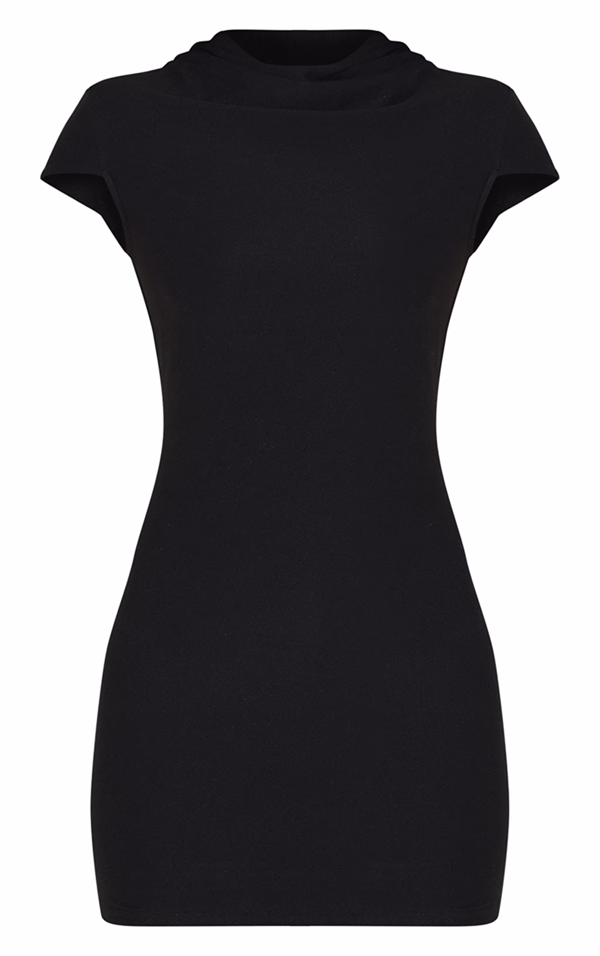 Black Soft Touch High Neck Cowl Bodycon Dress