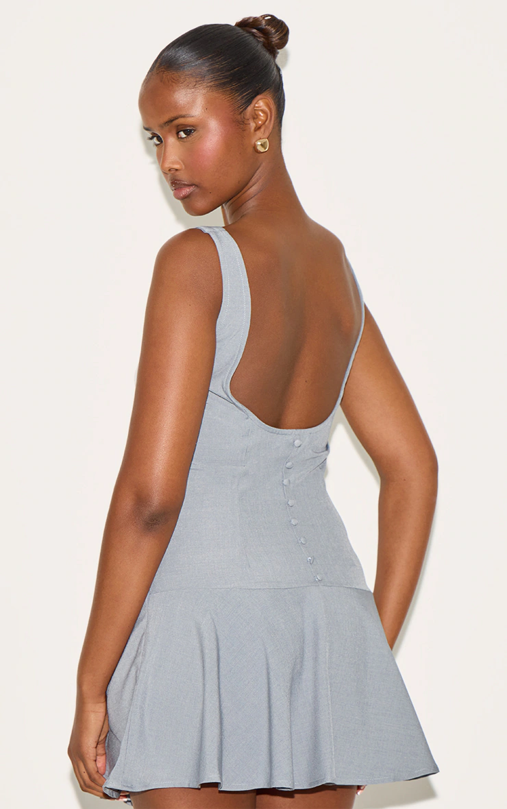 Charcoal Tailored Woven Scoop Back Shift Dress