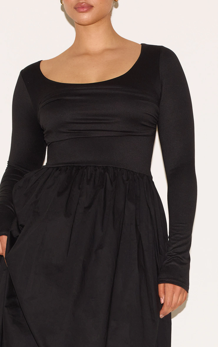 Shape Black Scoop Neck Ruched Bust Maxi Shift Dress