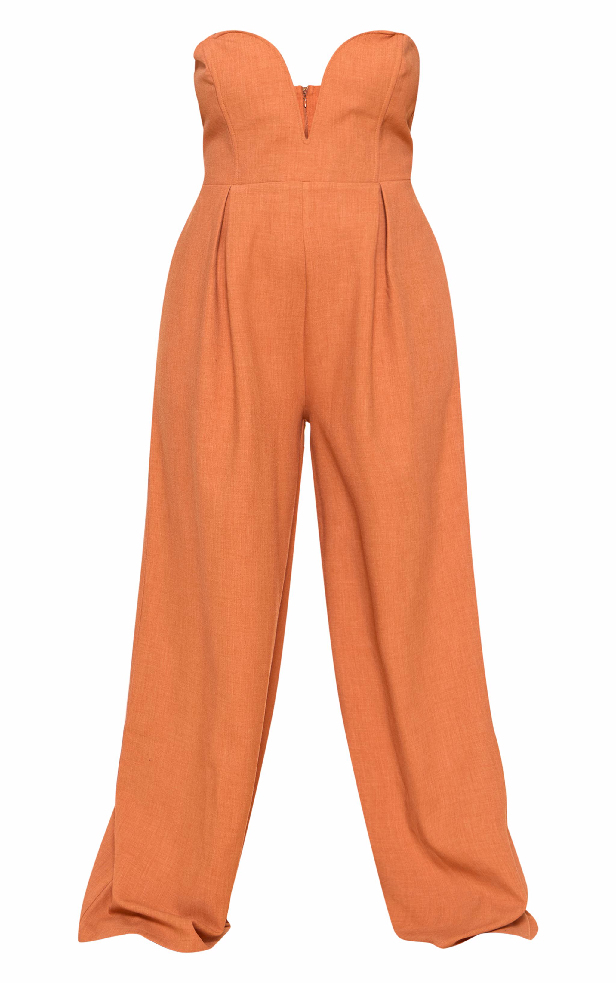 PLT Label Plus Rust Plunge Wide Leg Jumpsuit