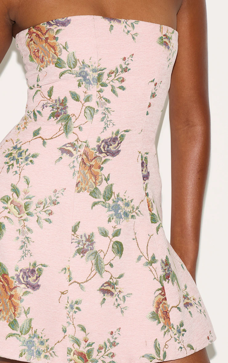 Pink Floral Bandeau A Line Shift Dress