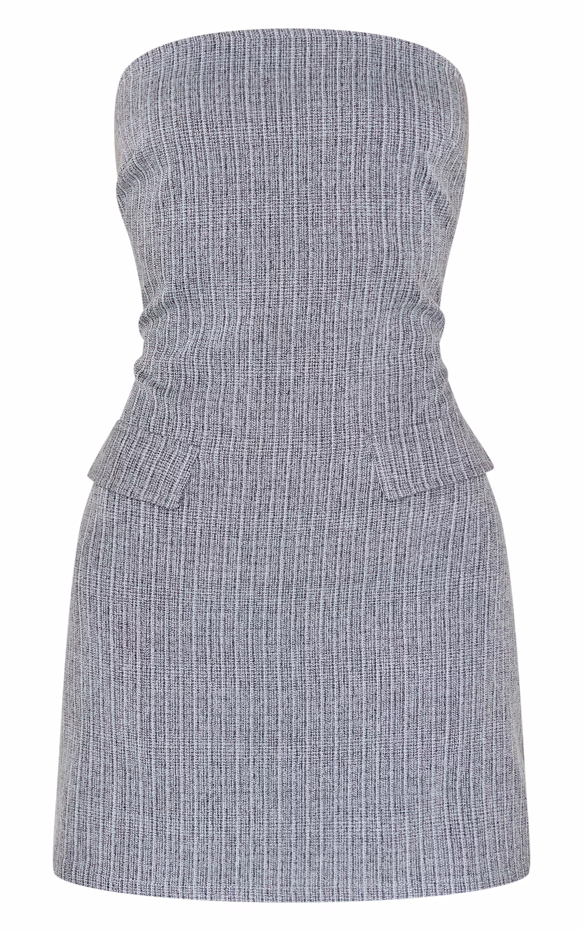 Grey Twill Bandeau Shift Dress