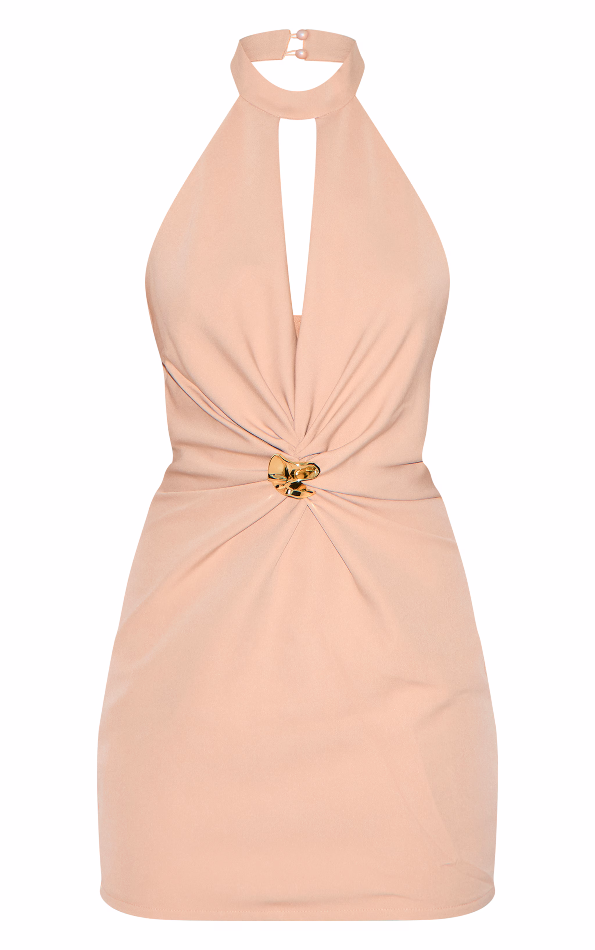 Clay Woven Ruched Cut Out Mini Dress