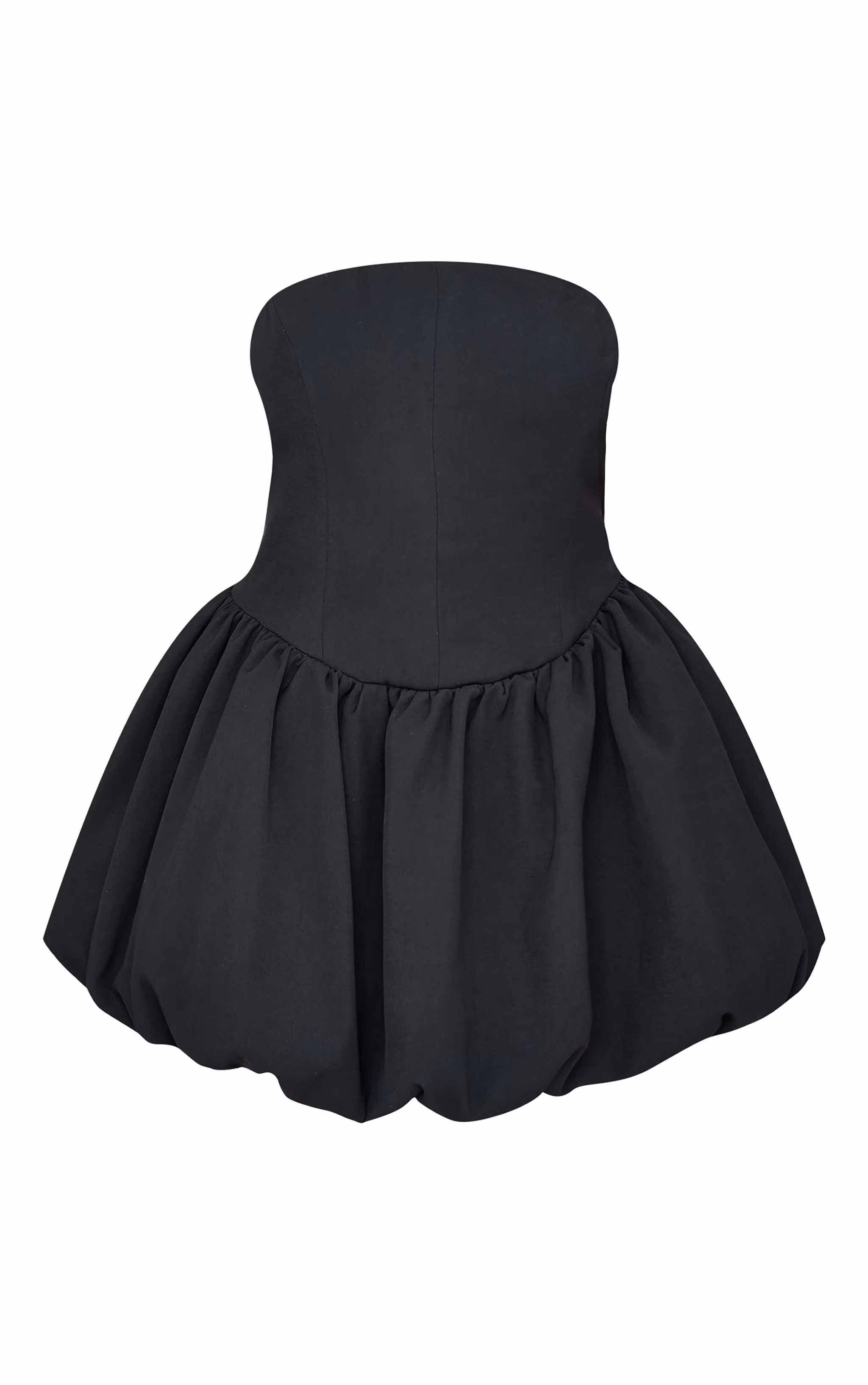 Plus Premium Black Bandeau Puff Ball Dress
