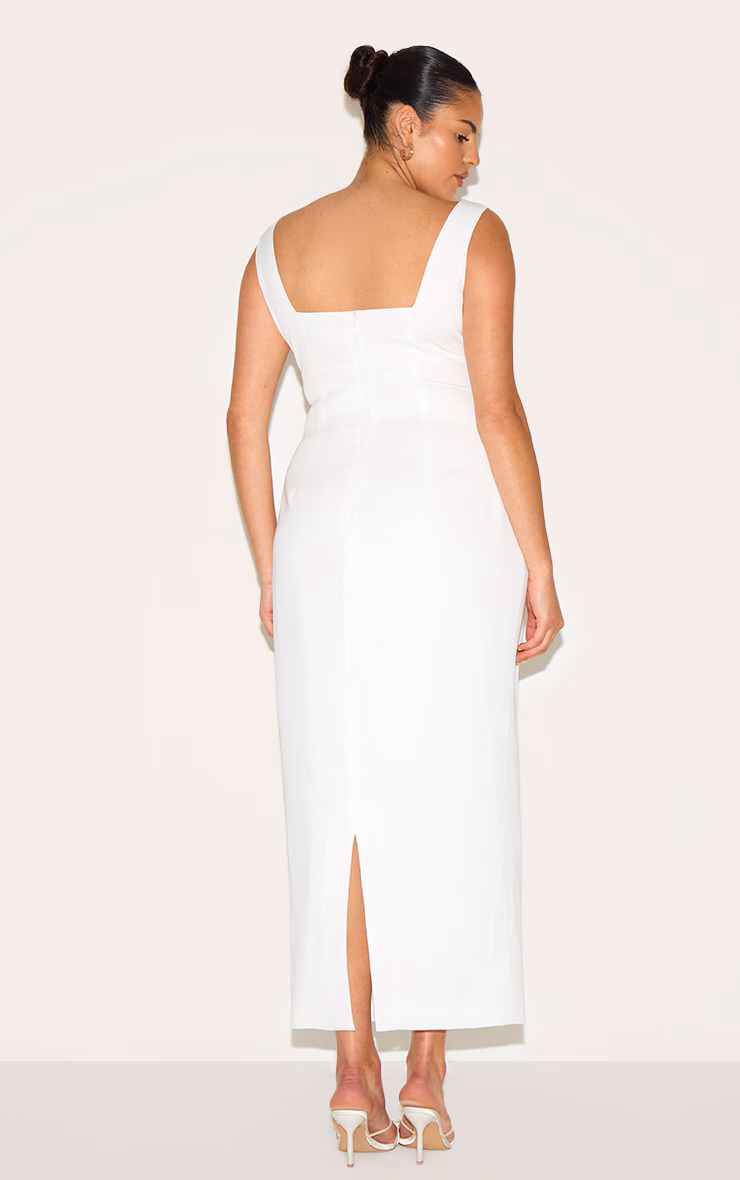 Plus Premium White Scoop Back Midaxi Dress