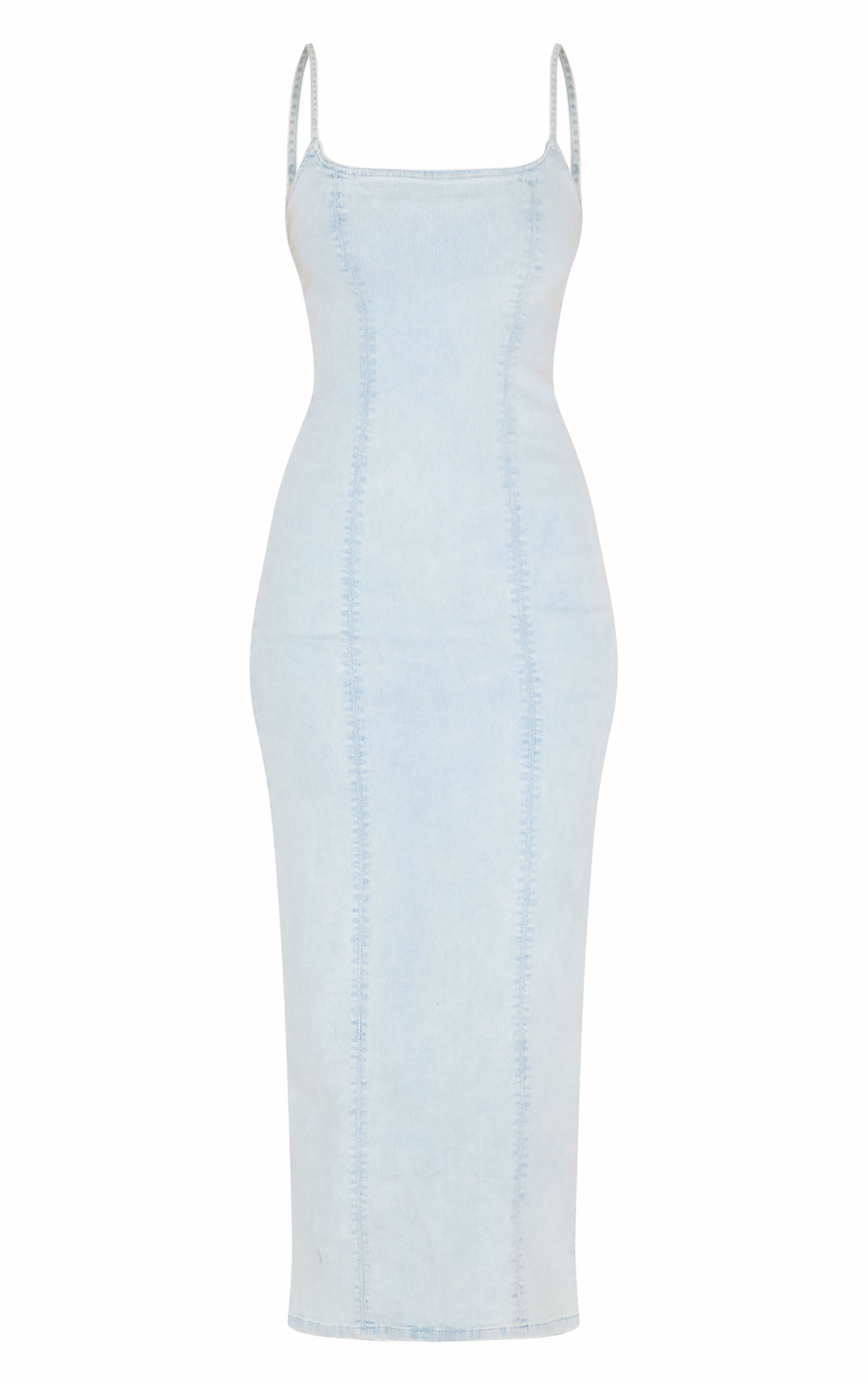 Light Blue Cami Strap Denim Midaxi Dress