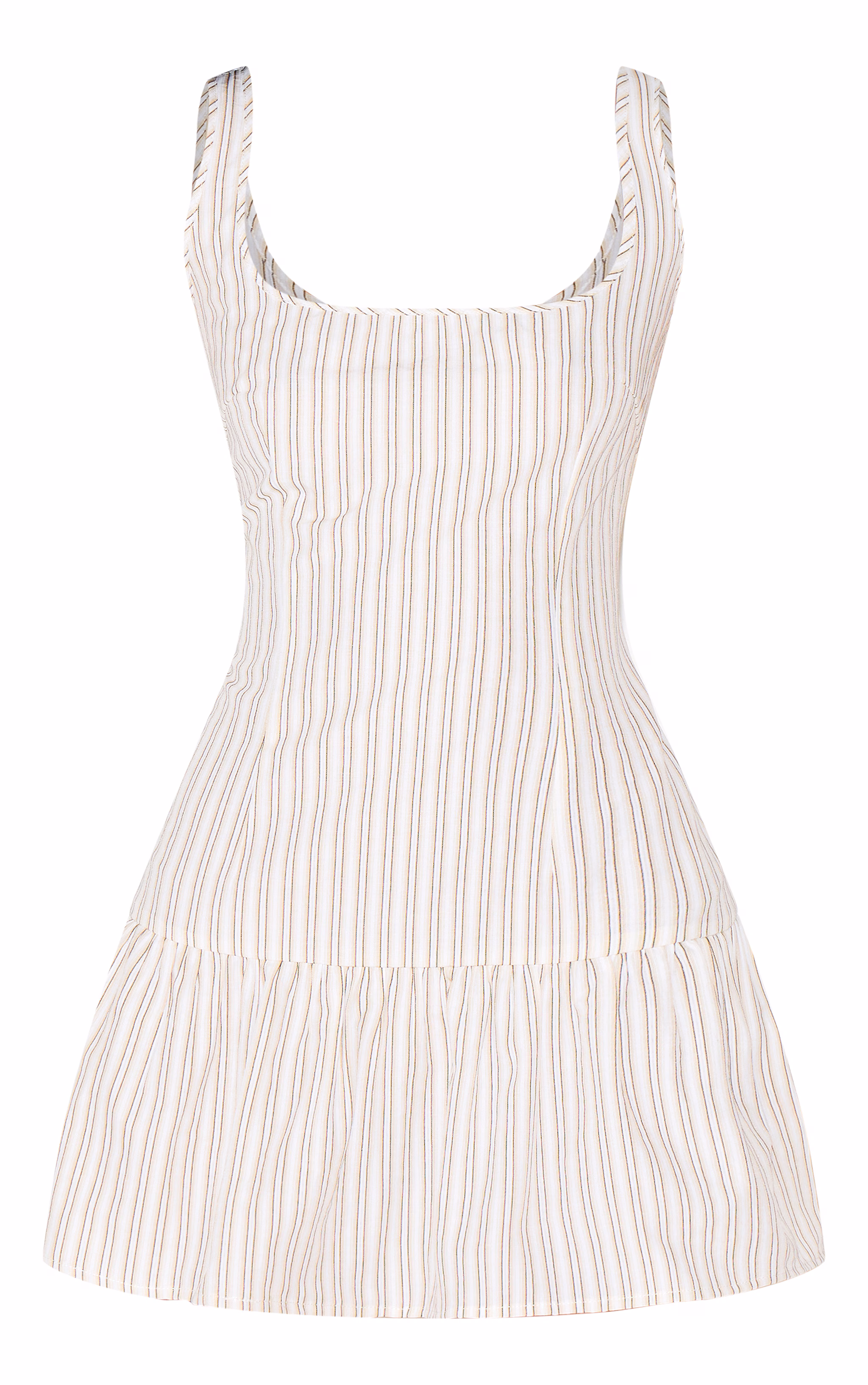 Stone Striped Sleeveless Straight Neck Shift Dress