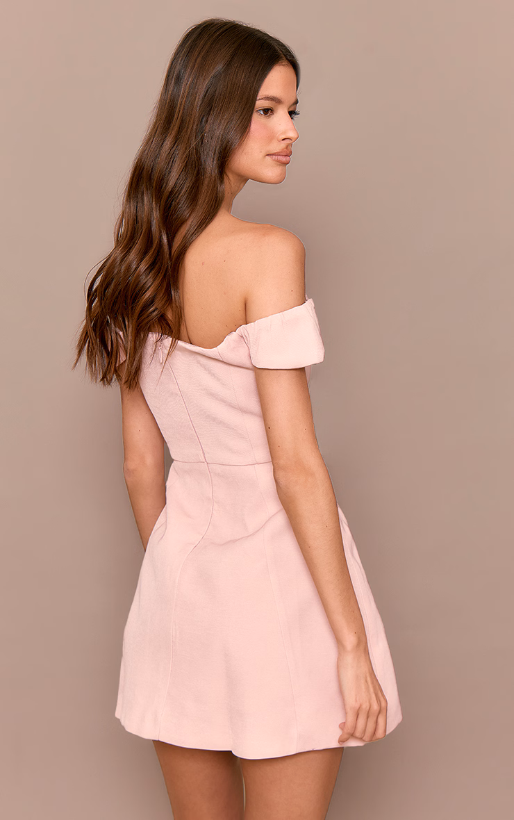 Premium Pale Rose Wired Bardot Shift Dress
