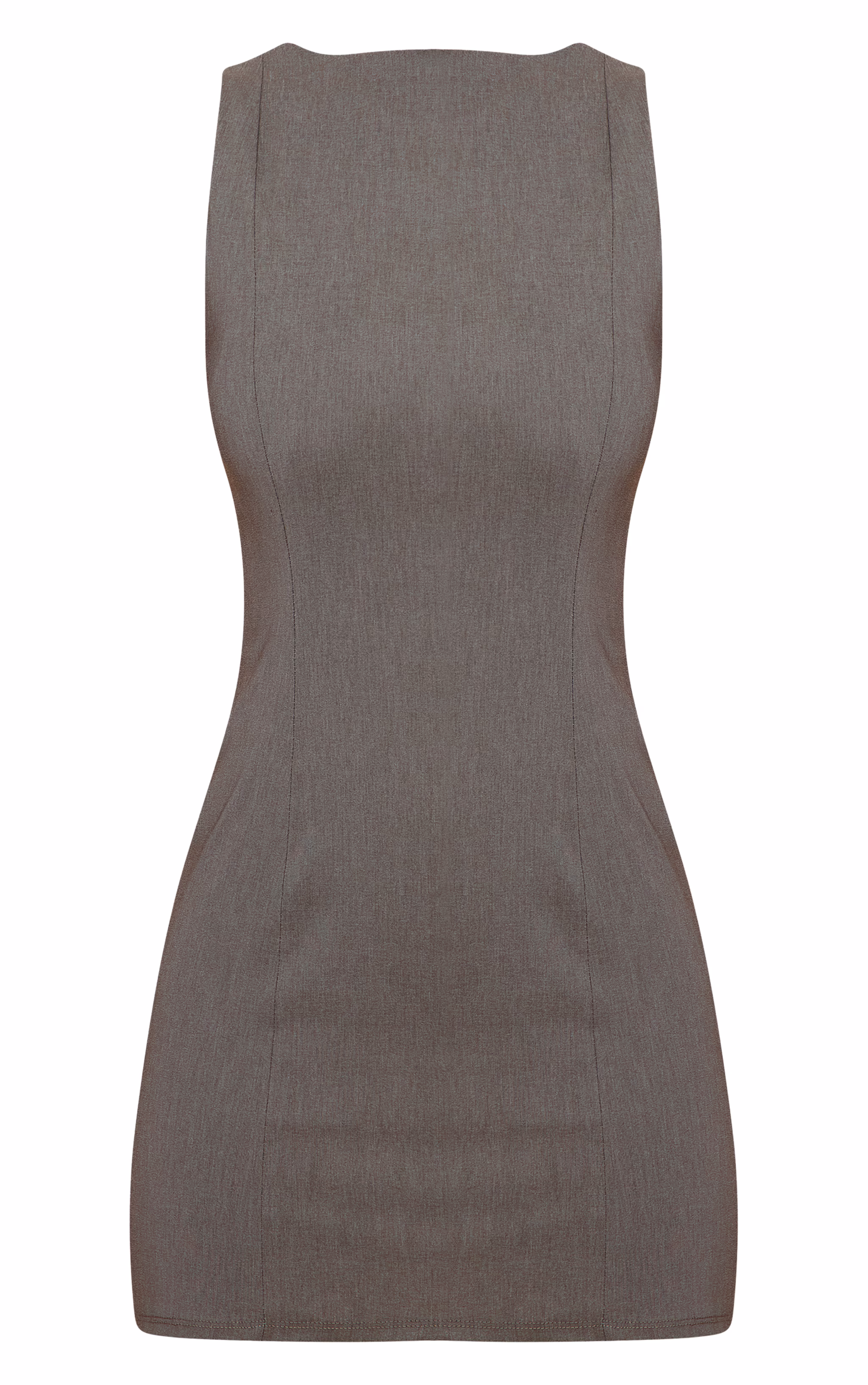 Khaki Stretch Woven Boat Neck Shift Dress