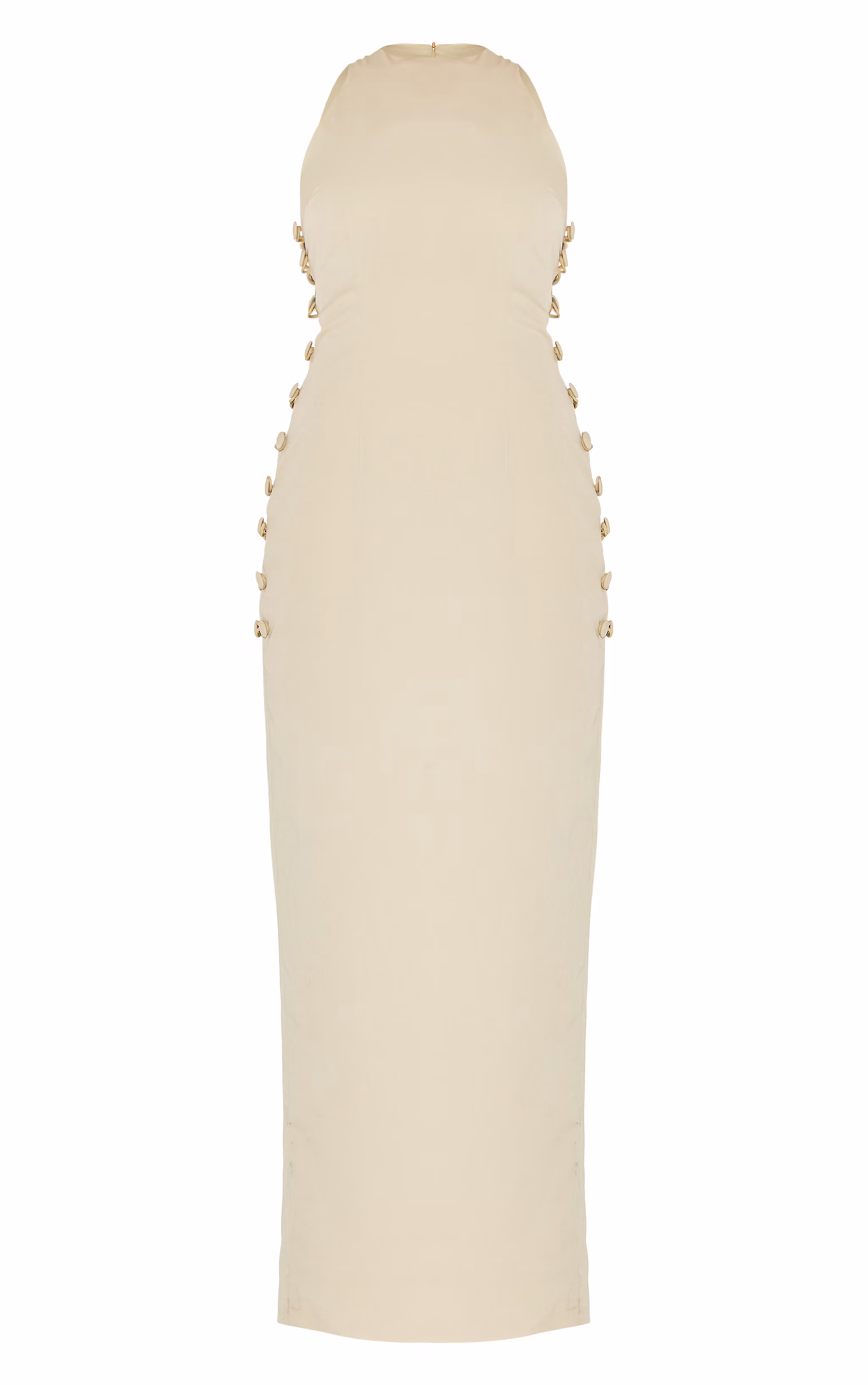 Sage Woven Racer Button Detail Midaxi Dress