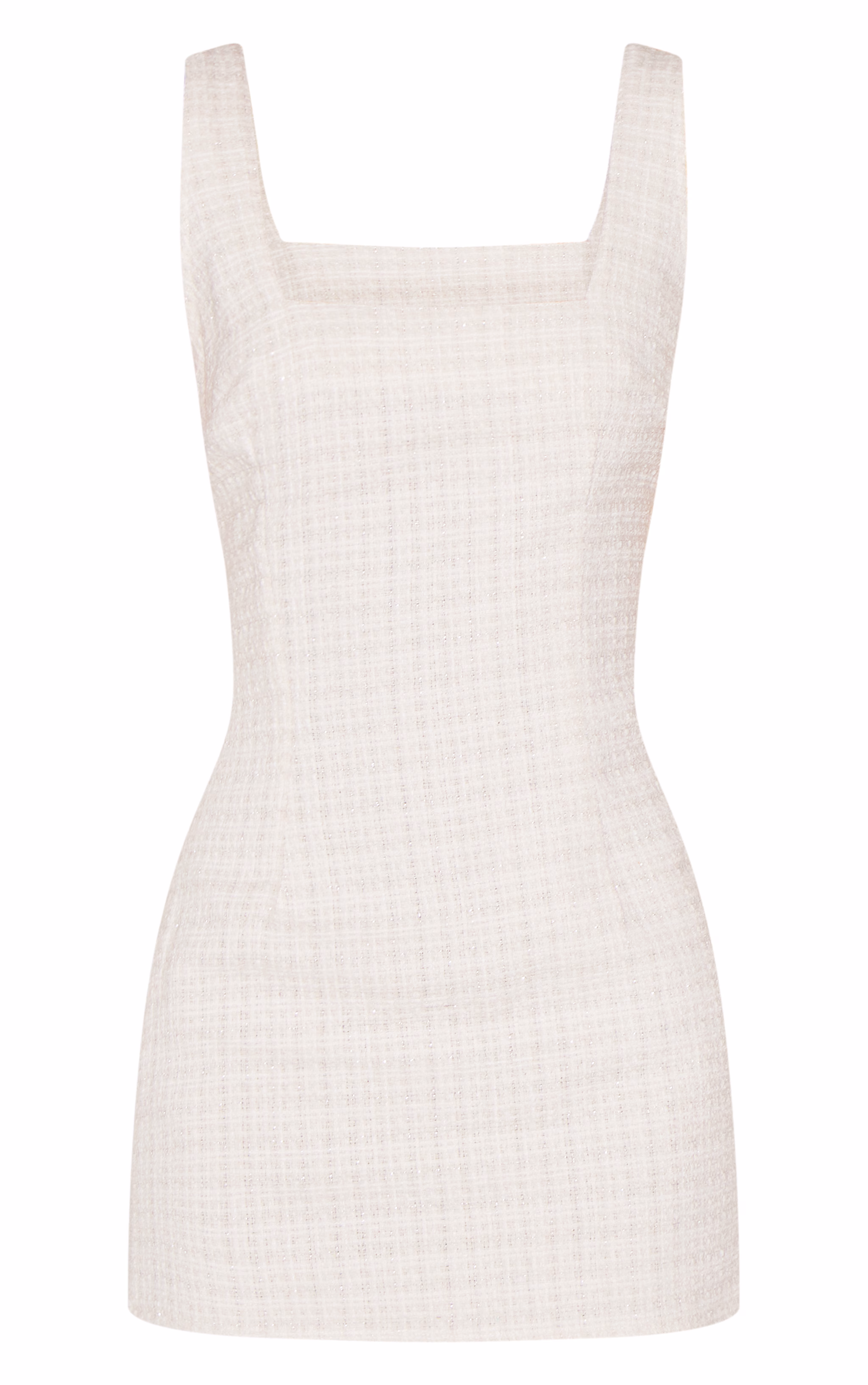 Almond Boucle Square Neck Mini Dress