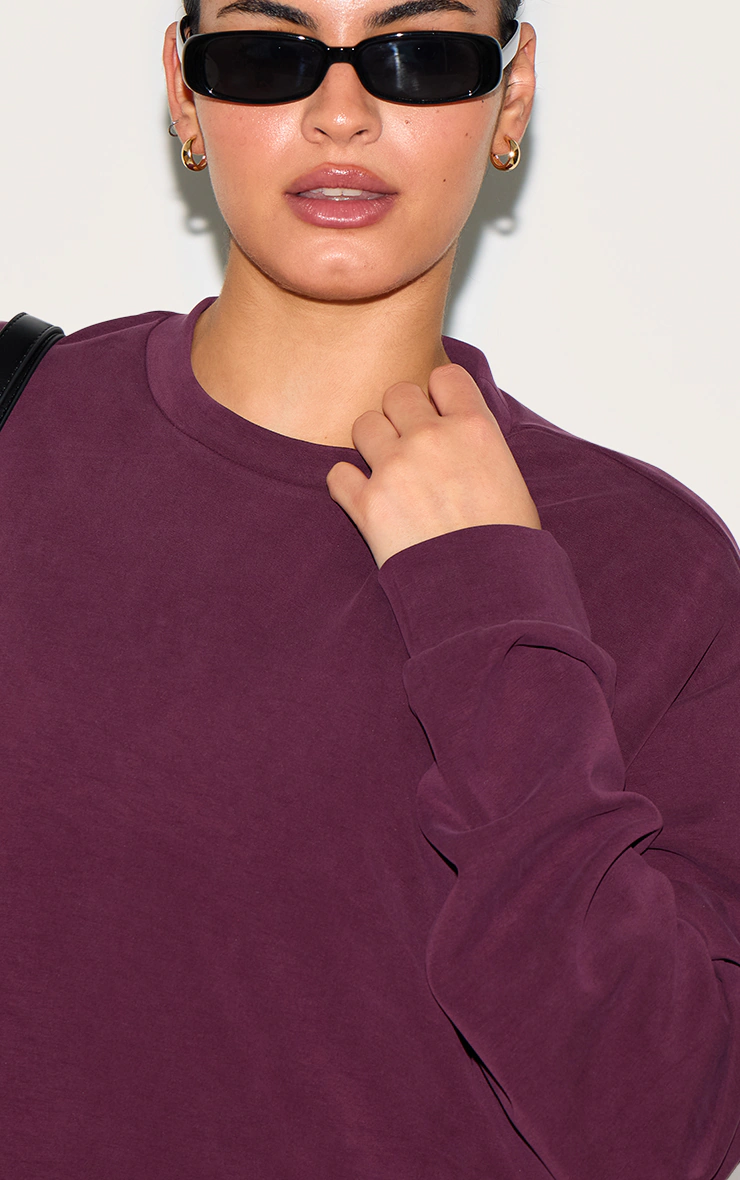 Plus Burgundy Modal Long Sleeve Sweatshirt Dress