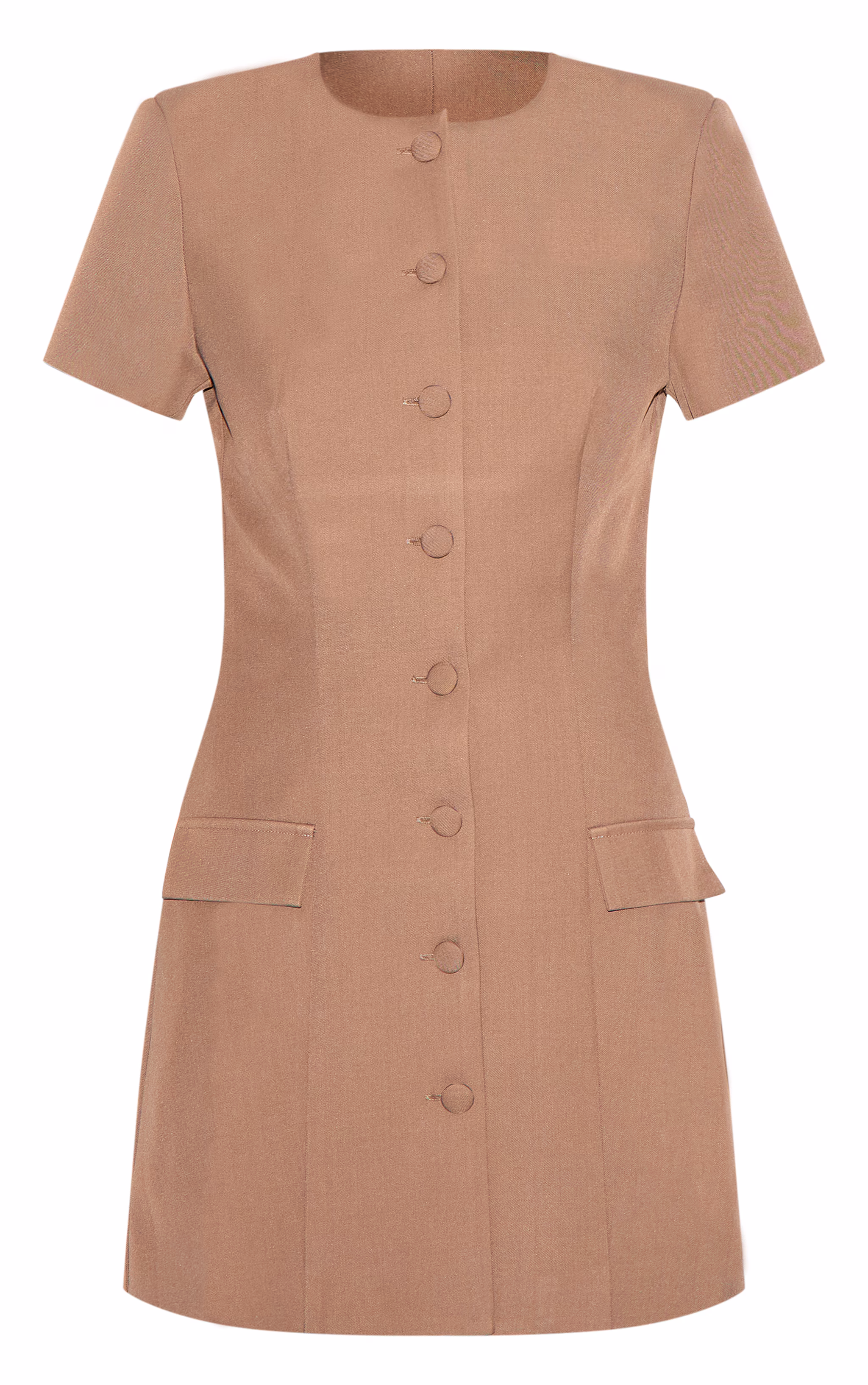 Clay Woven Tailored Short Sleeve Mini Dress