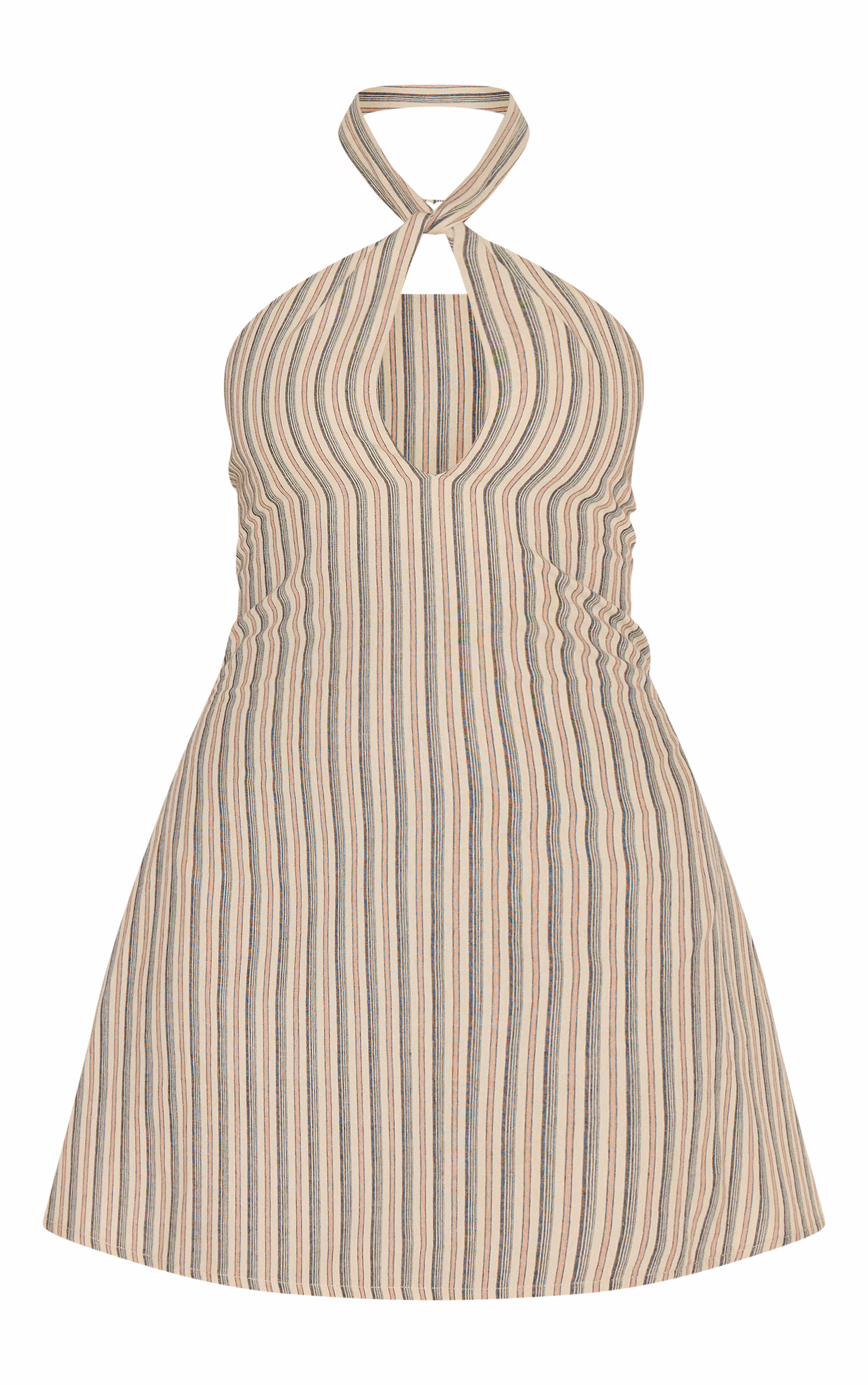 Stone Striped Halterneck Shift Dress