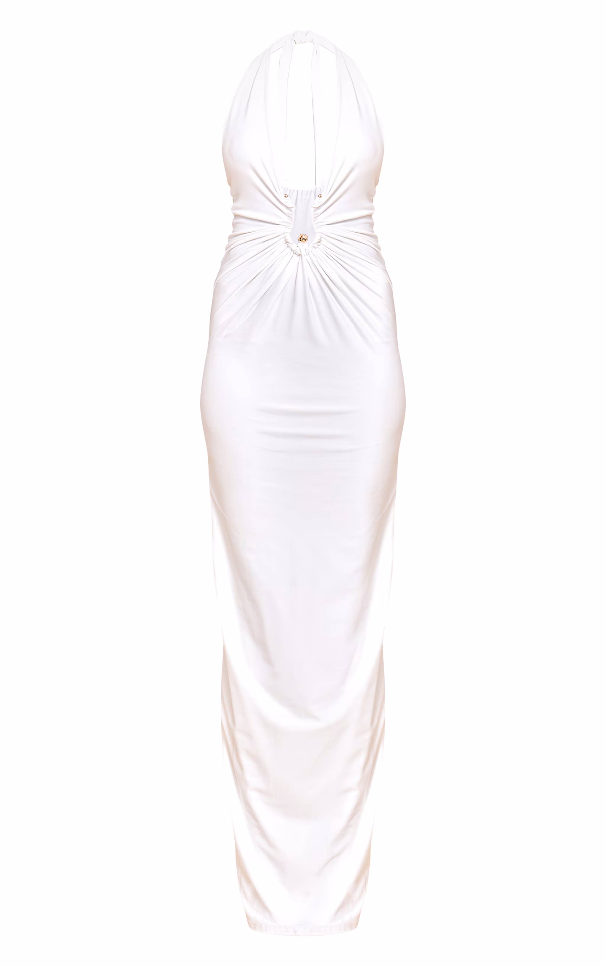 White Double Layer Soft Touch Trim Detail Maxi Dress