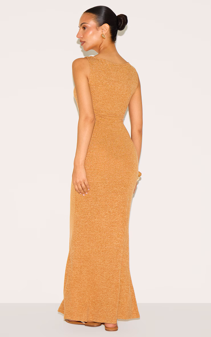 Petite Burnt Orange Fine Knit Maxi Dress