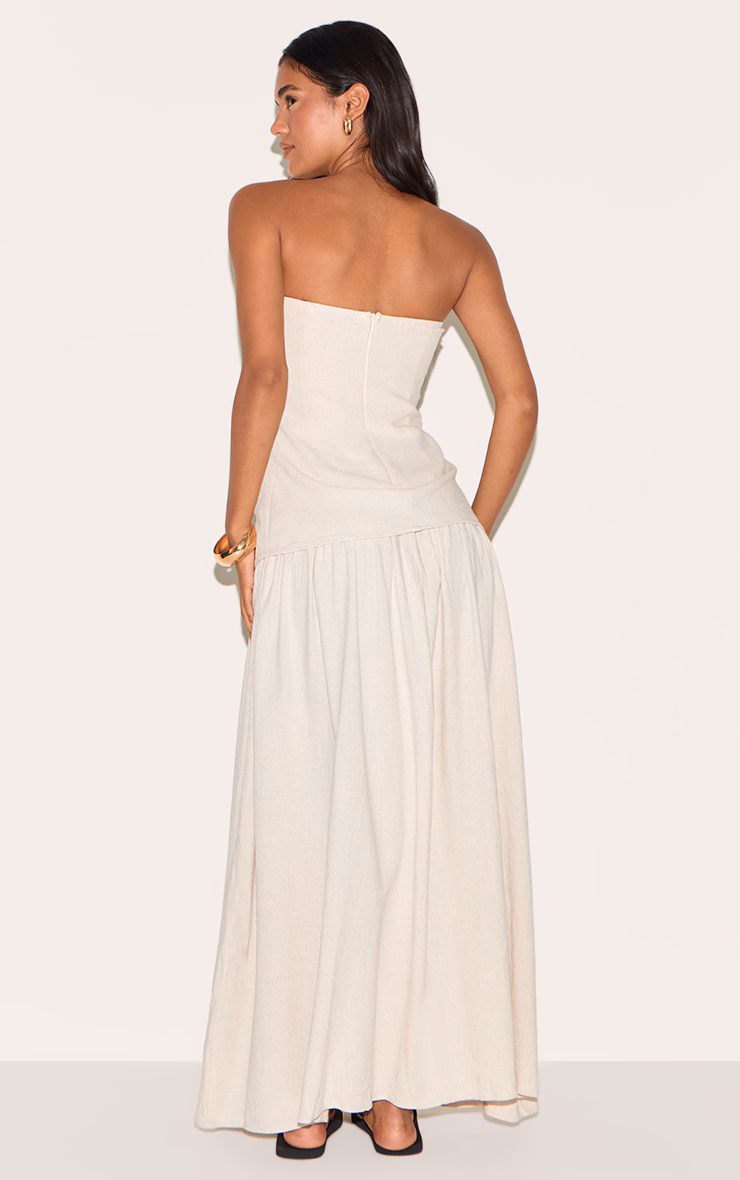 Cream Bandeau Long Line Maxi Dress