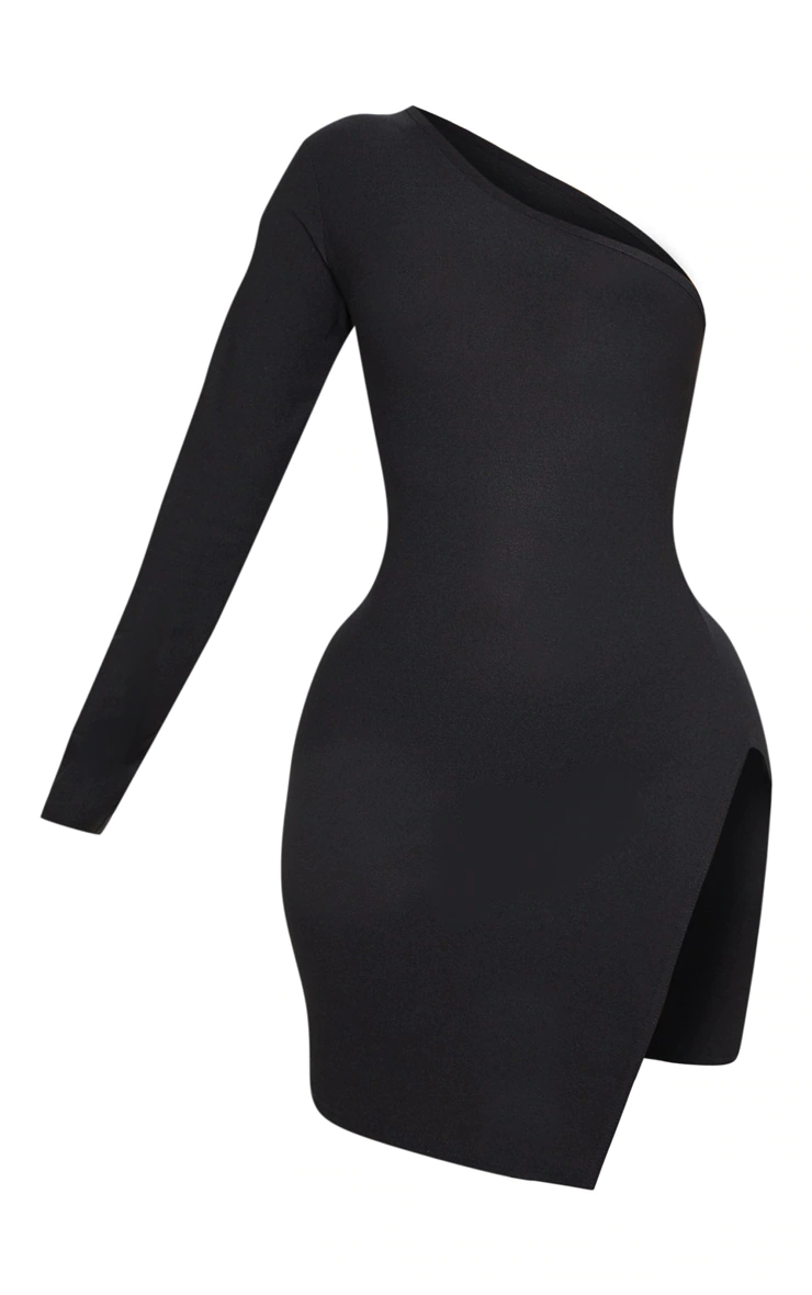 Shape Black One Shoulder Split Bodycon Dress