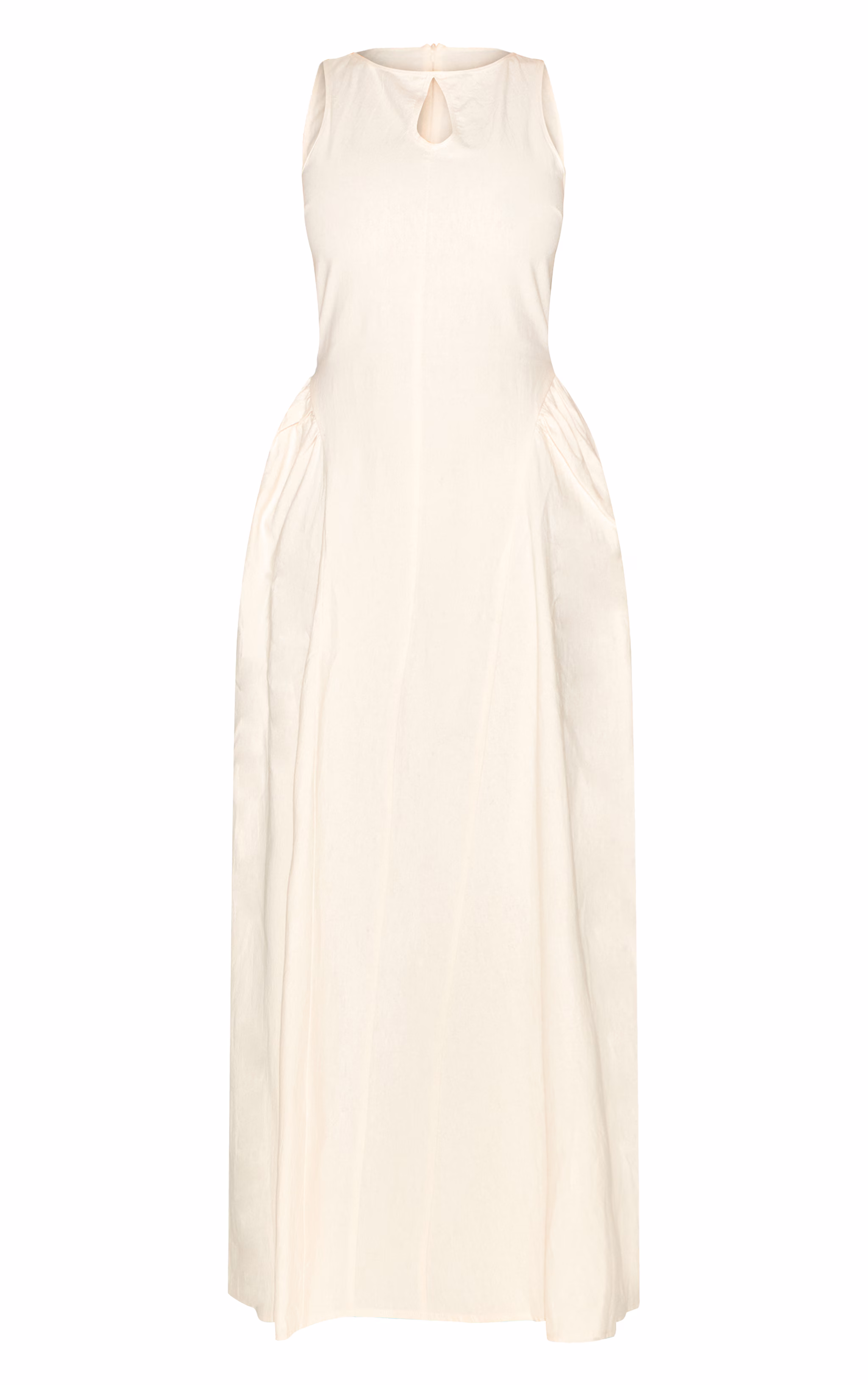 Shape Cream Linen Look Key Hole Maxi Shift Dress