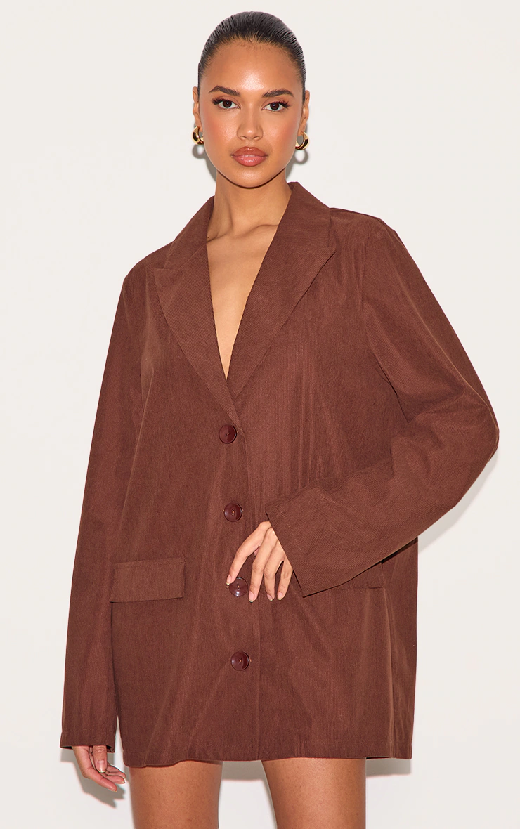 Chocolate Cord Oversized Blazer Dress