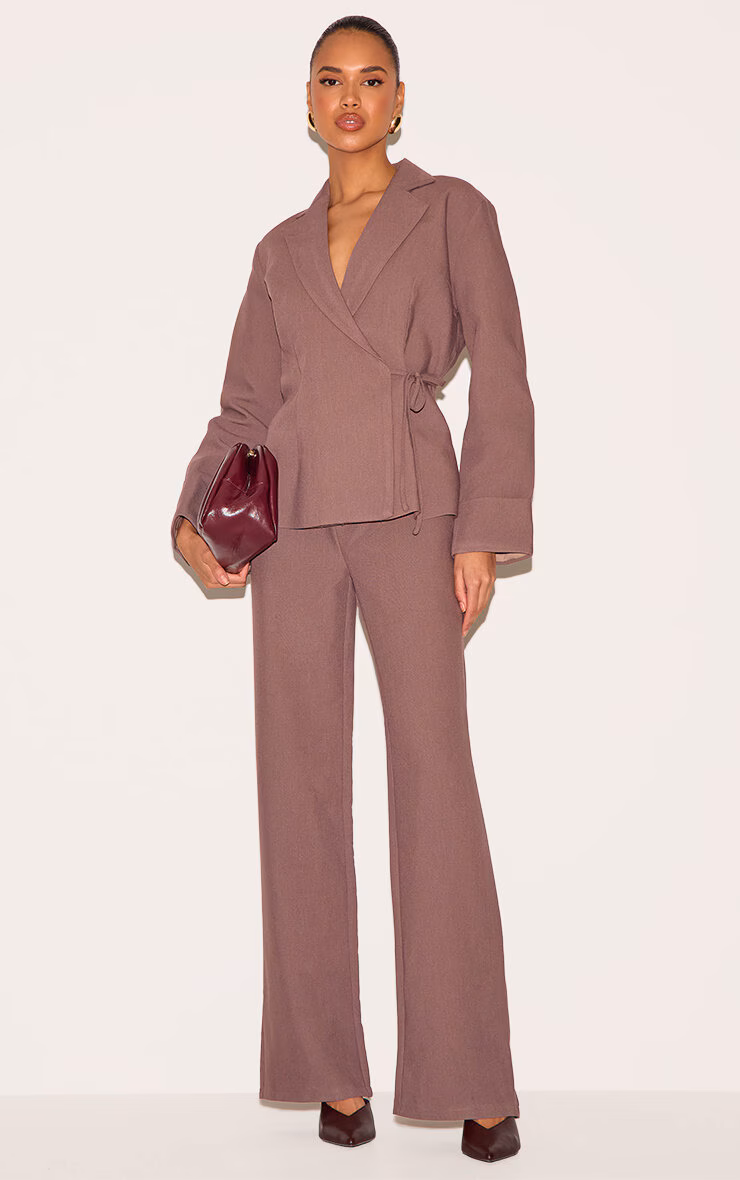 Mushroom Premium Woven Tie Side Blazer Jumpsuit