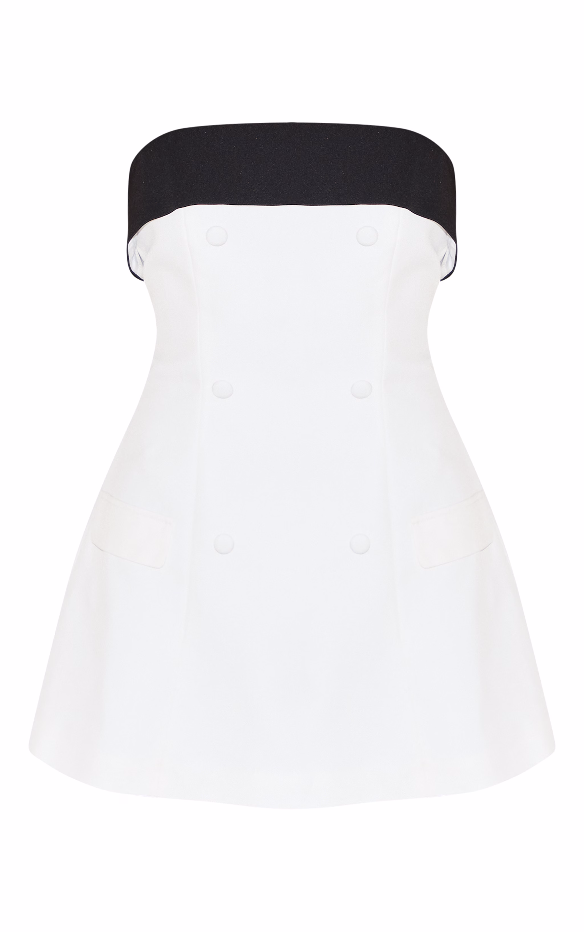 White Bandeau Contrast Detail Mini Dress