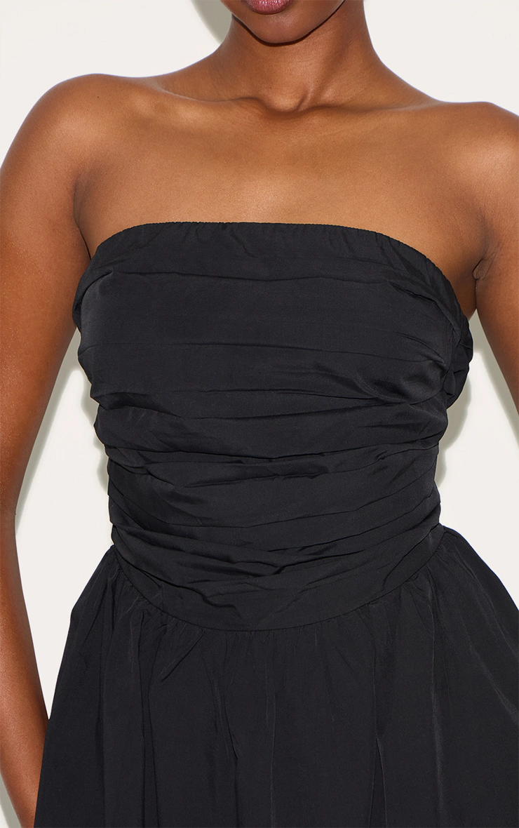 Black Bandeau Ruched Detail Shift Dress