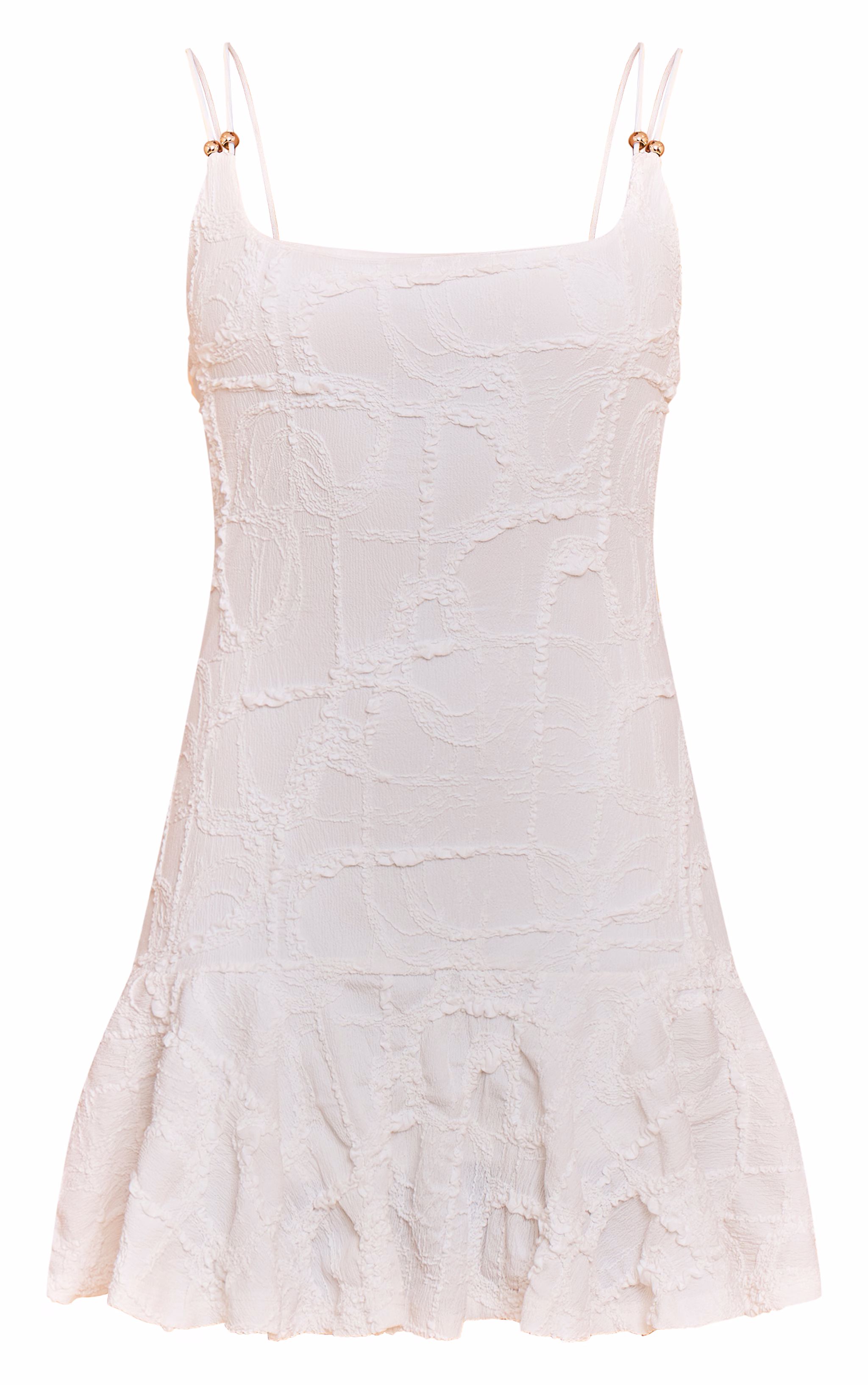 Petite White Textured Double Strap Shift Mini Dress