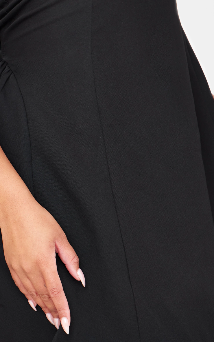 Black Hip Pleated Shift Dress