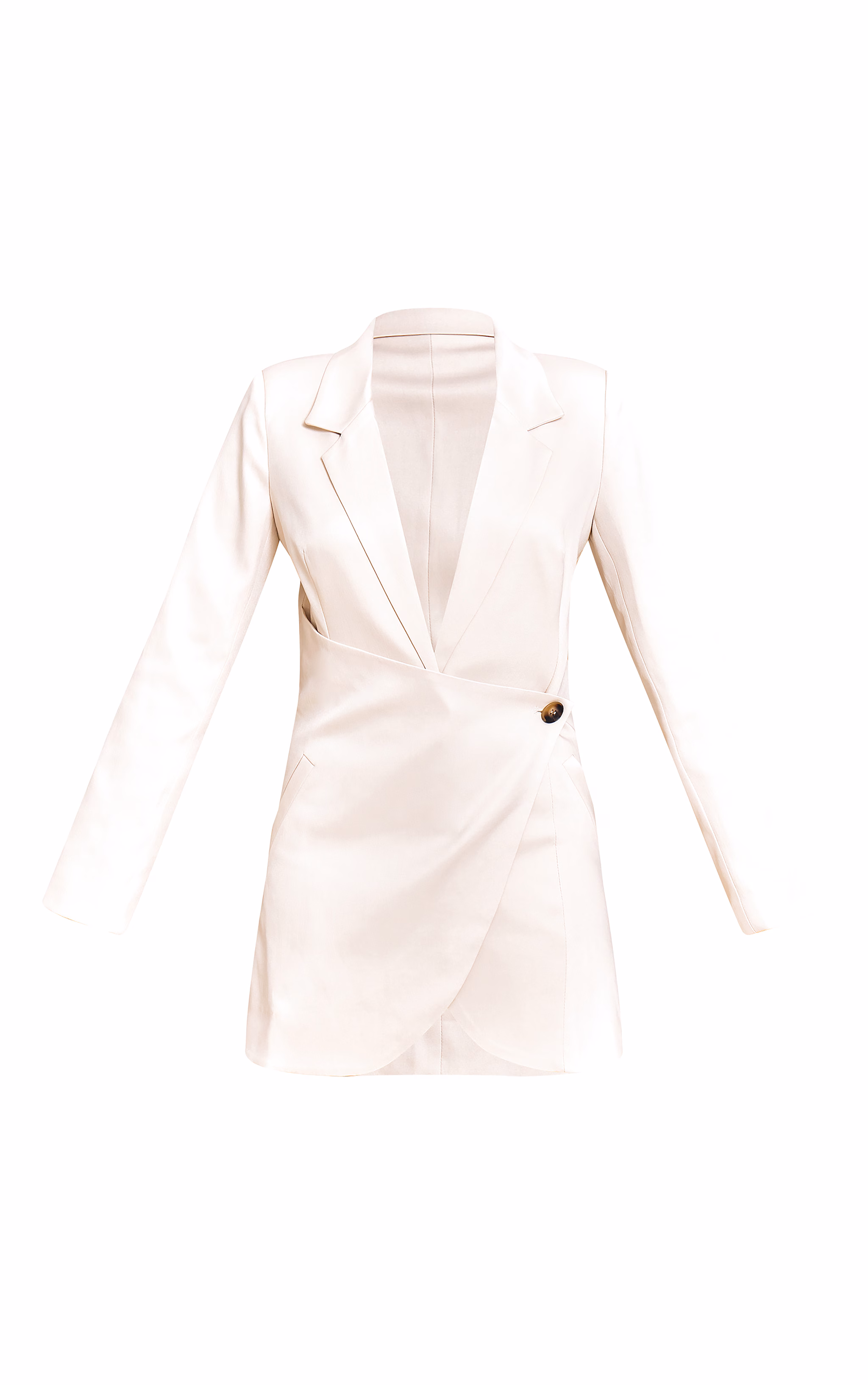 Cream Woven Wrap Skirt Blazer Dress