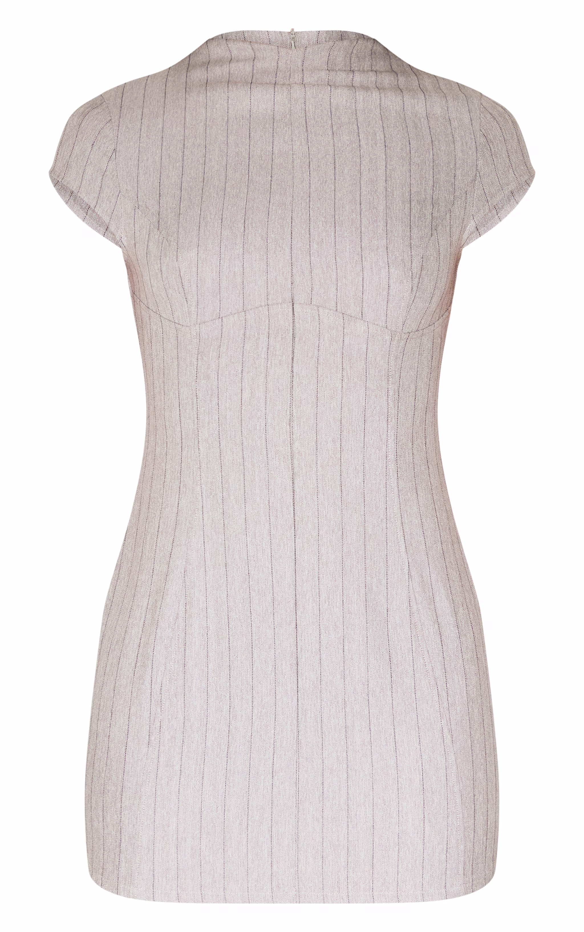 Grey Cap Sleeve Seam Detail Bodycon Dress