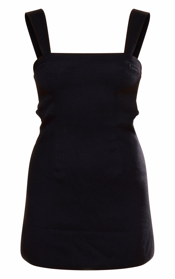 Black Twill Cut Out Bow Shift Dress