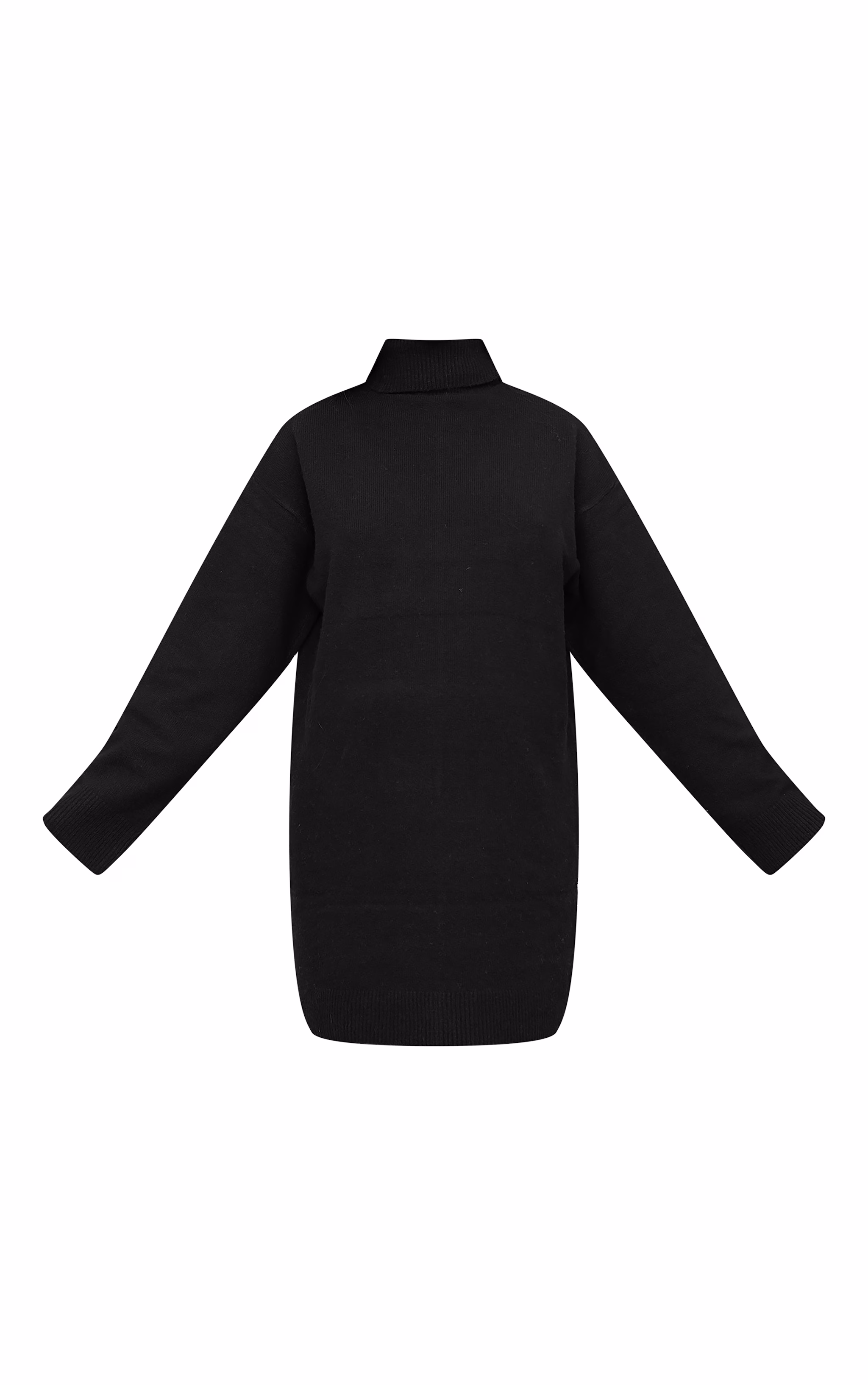 Maternity Black Soft Knit Roll Neck Oversized Seam Detail Sweater Dress