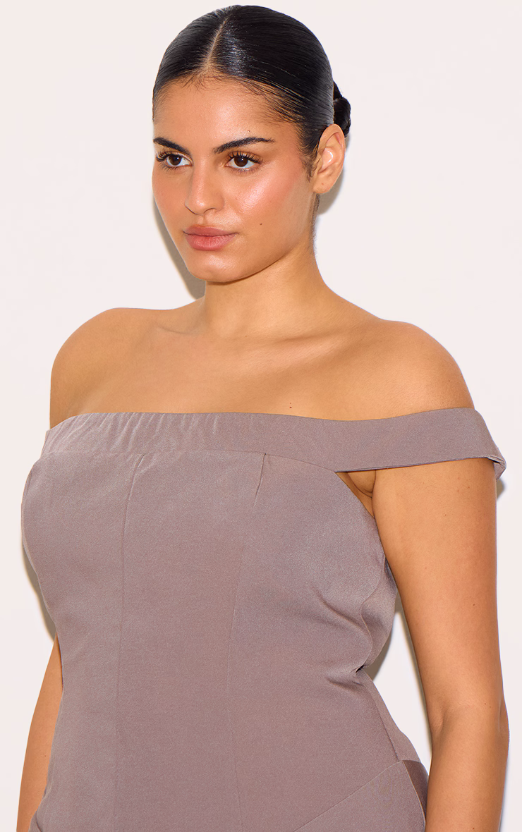 Plus Mushroom Structured Bardot V Waist Maxi Dress