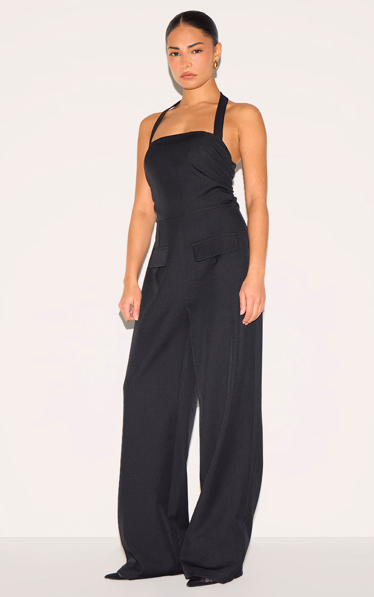 Petite Black Tailored Wide Leg Jumpsuit