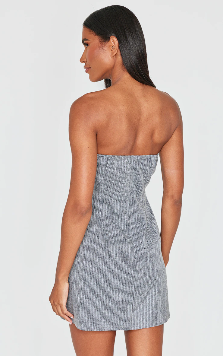 Grey Twill Bandeau Shift Dress