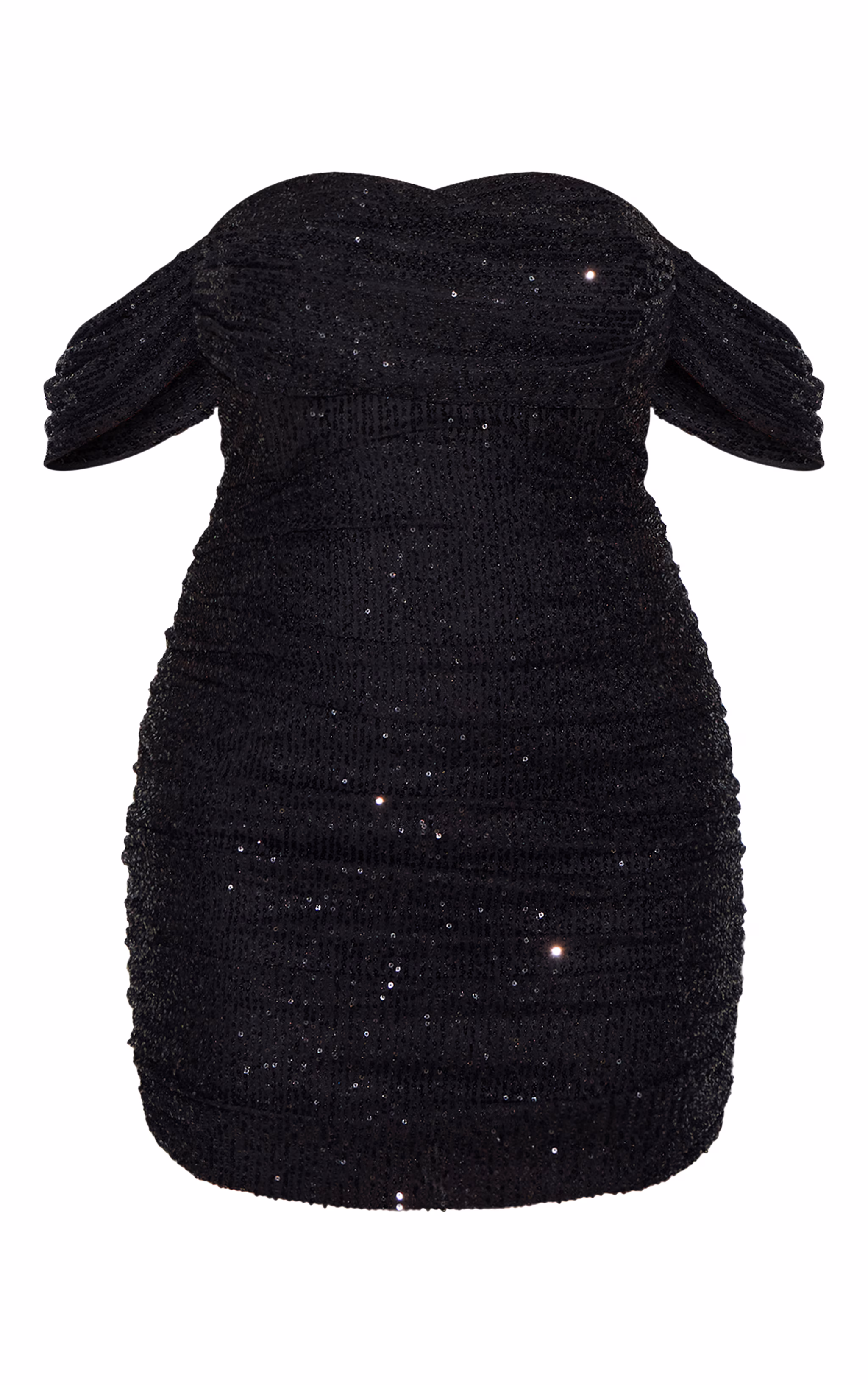 Plus Black Sequin Bardot Bodycon Dress
