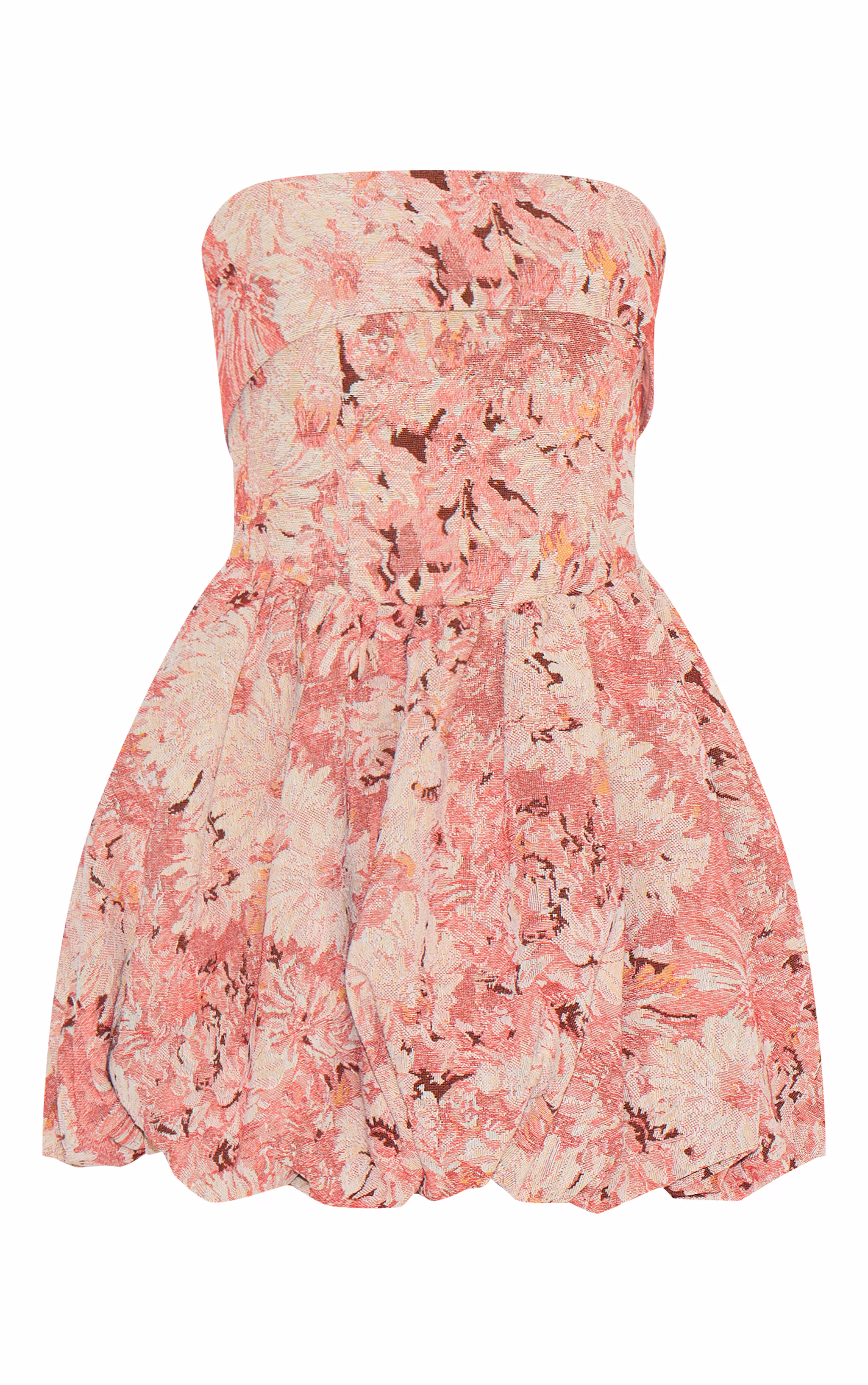 Pink Floral Tapestry Bandeau Extreme Puffball Dress