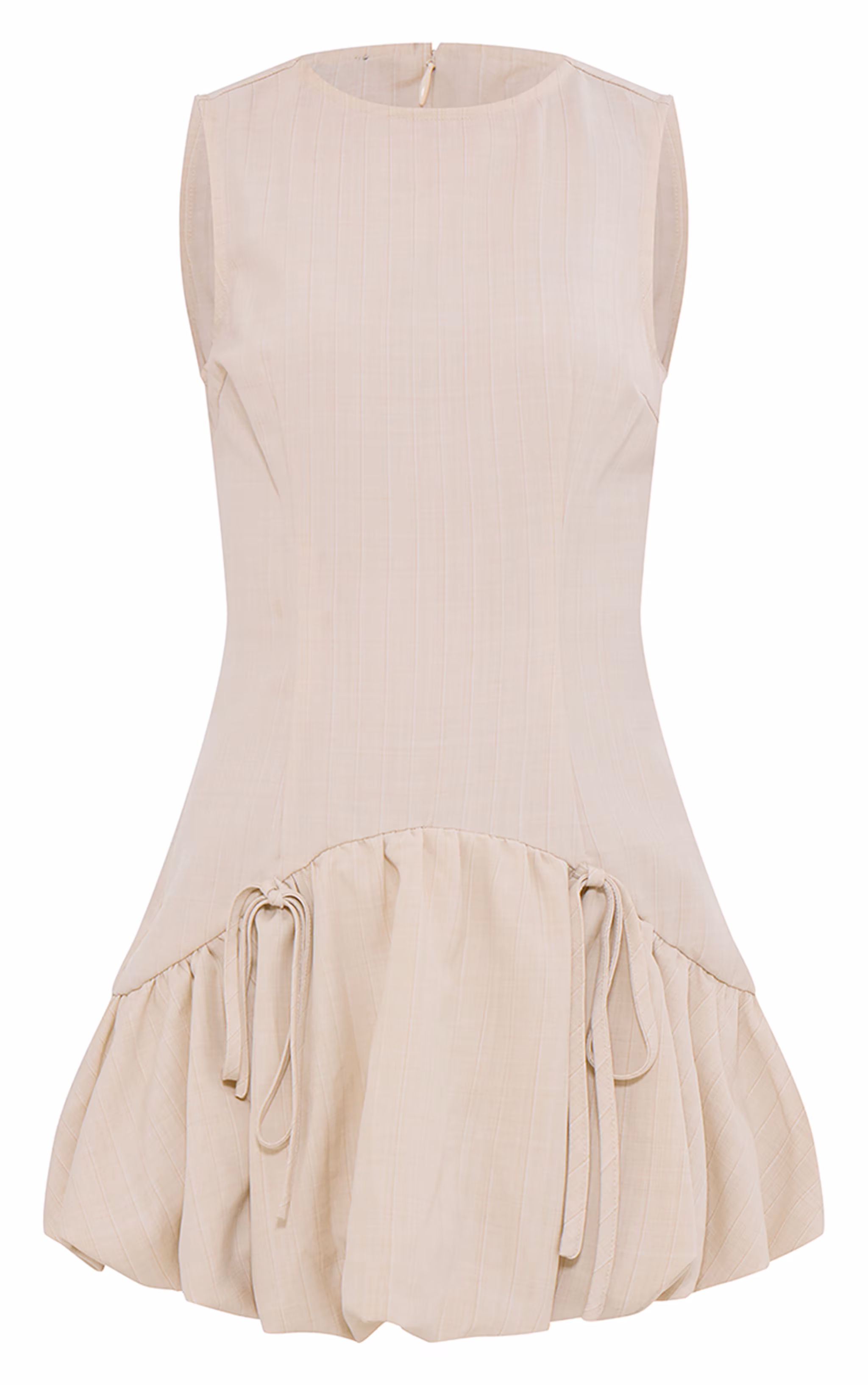 Cream Pinstripe Racer Puffball Mini Dress