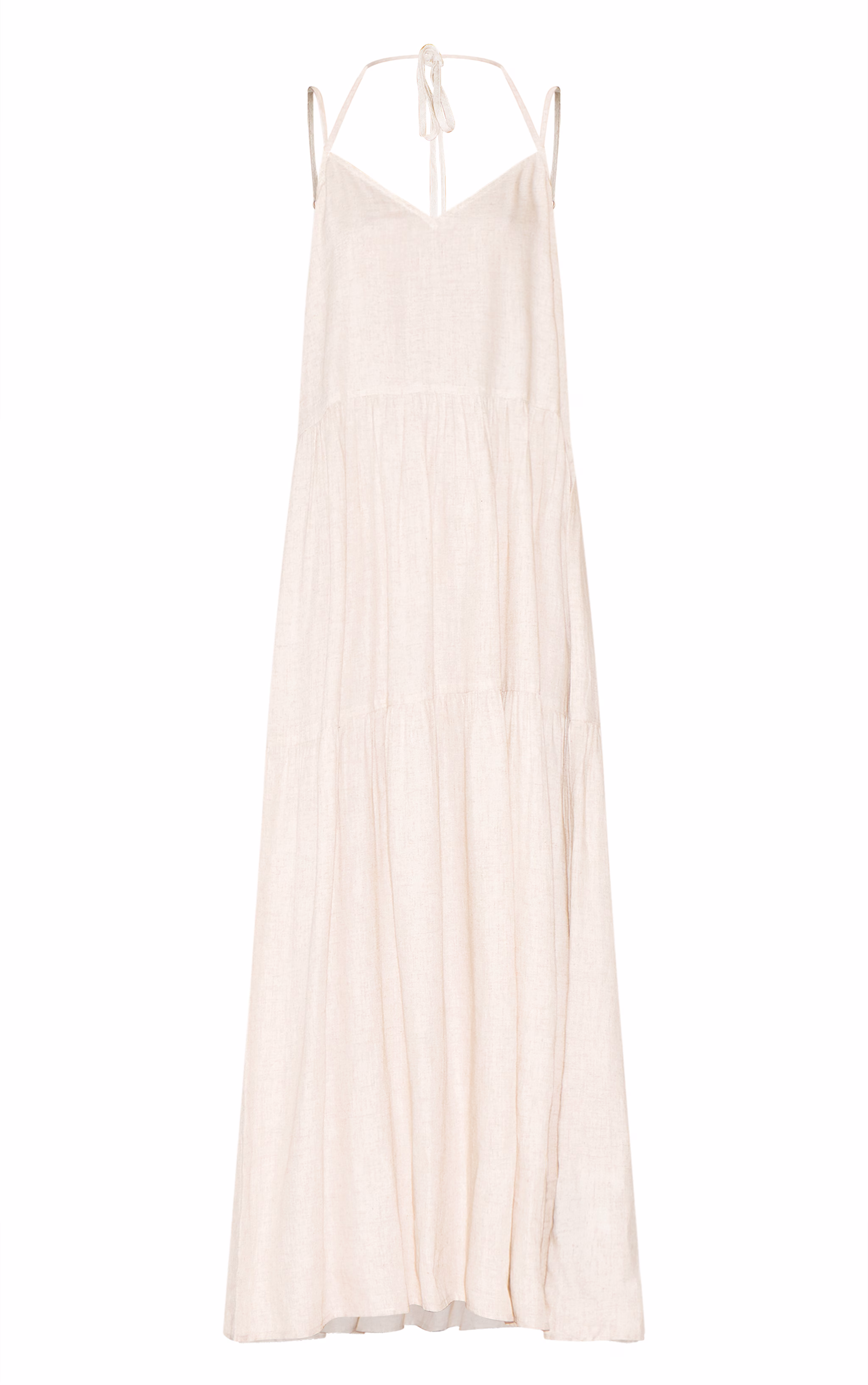 Natural Strappy Ruched Maxi Dress