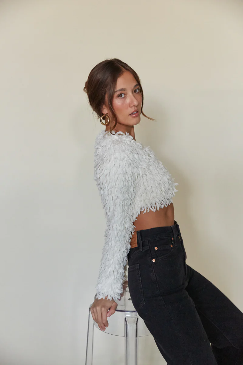 Priscilla Cropped Fringe Cardigan