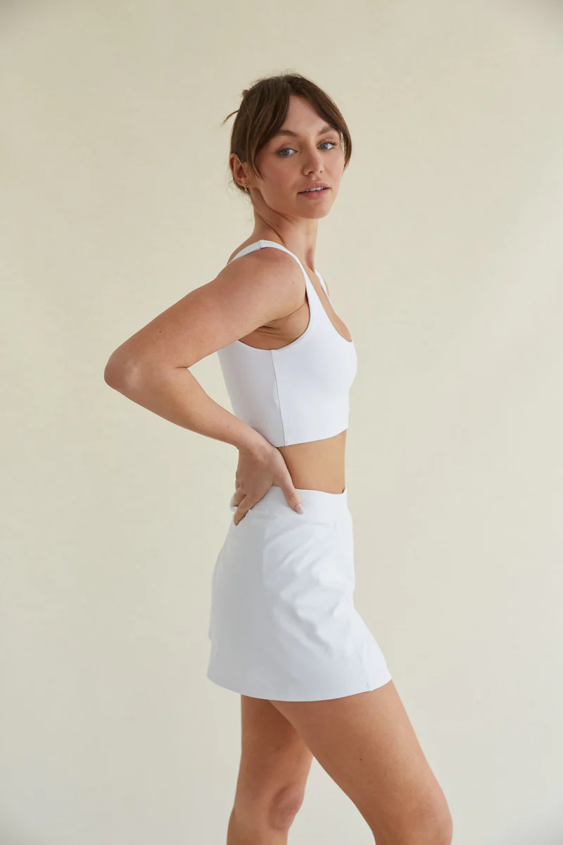 Kenzie Double Lined Crop Tank in White