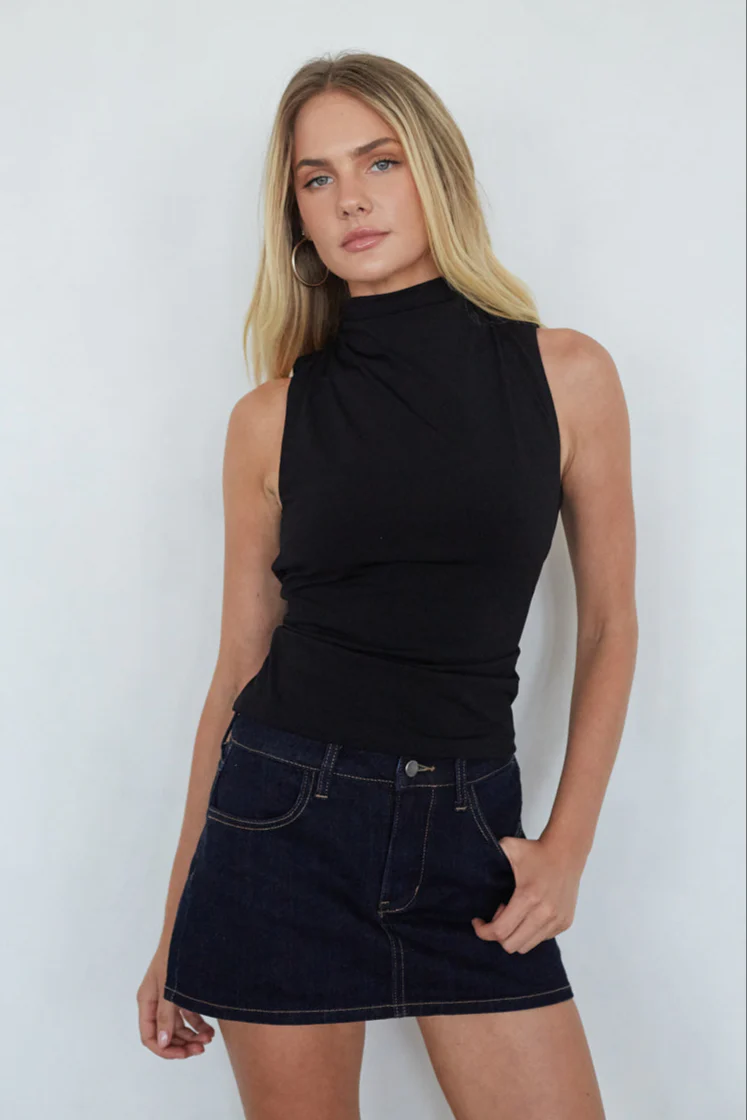 Lorde High Neck Tie Back Top