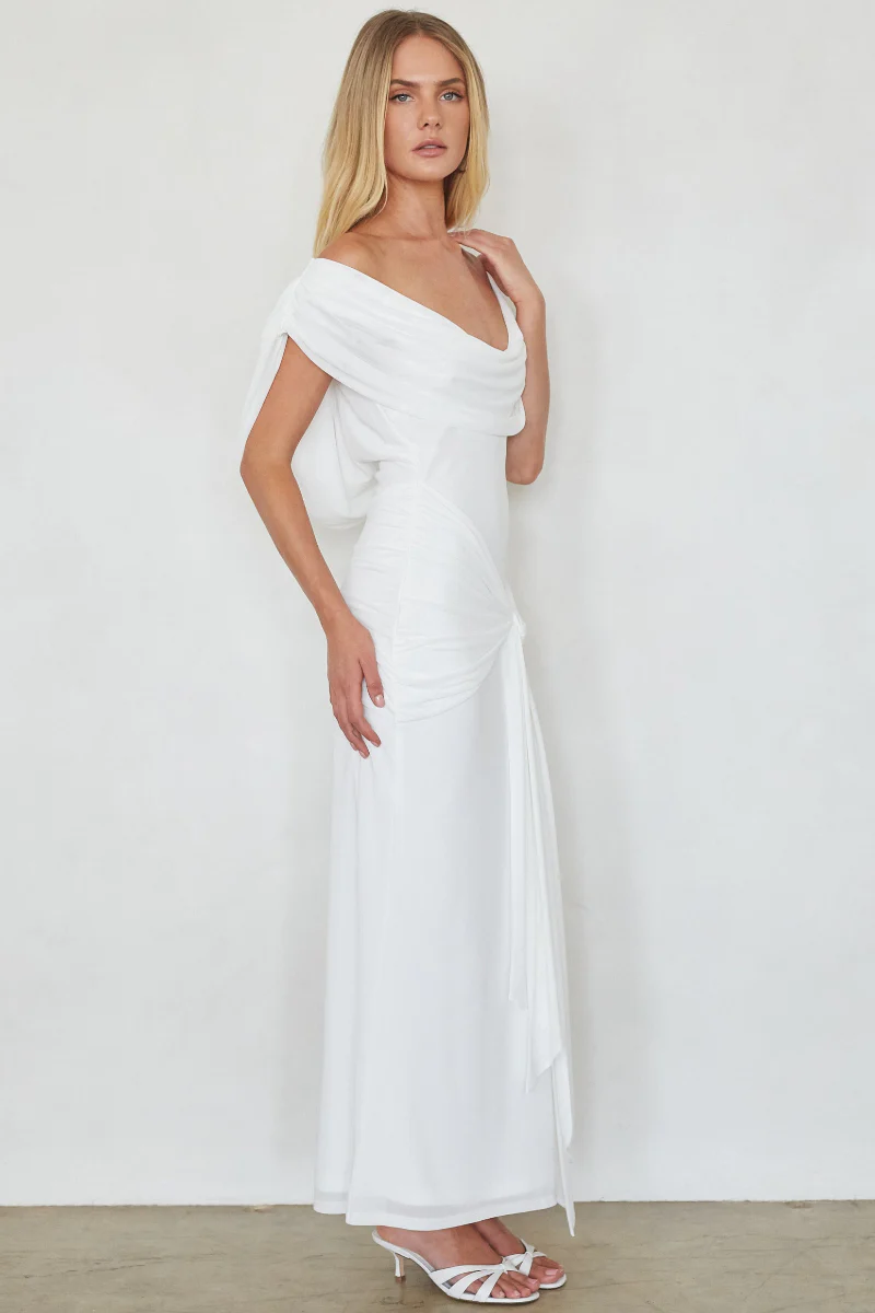 Dorit Mesh Tie Waist Maxi Dress